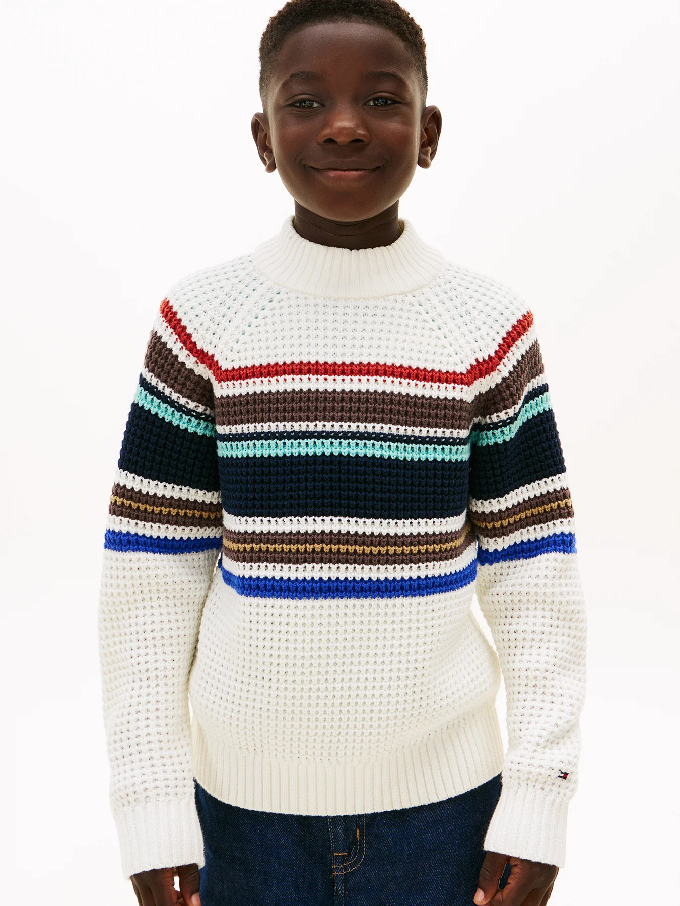 Kids’ Textured Knit Jumper White - Image 2