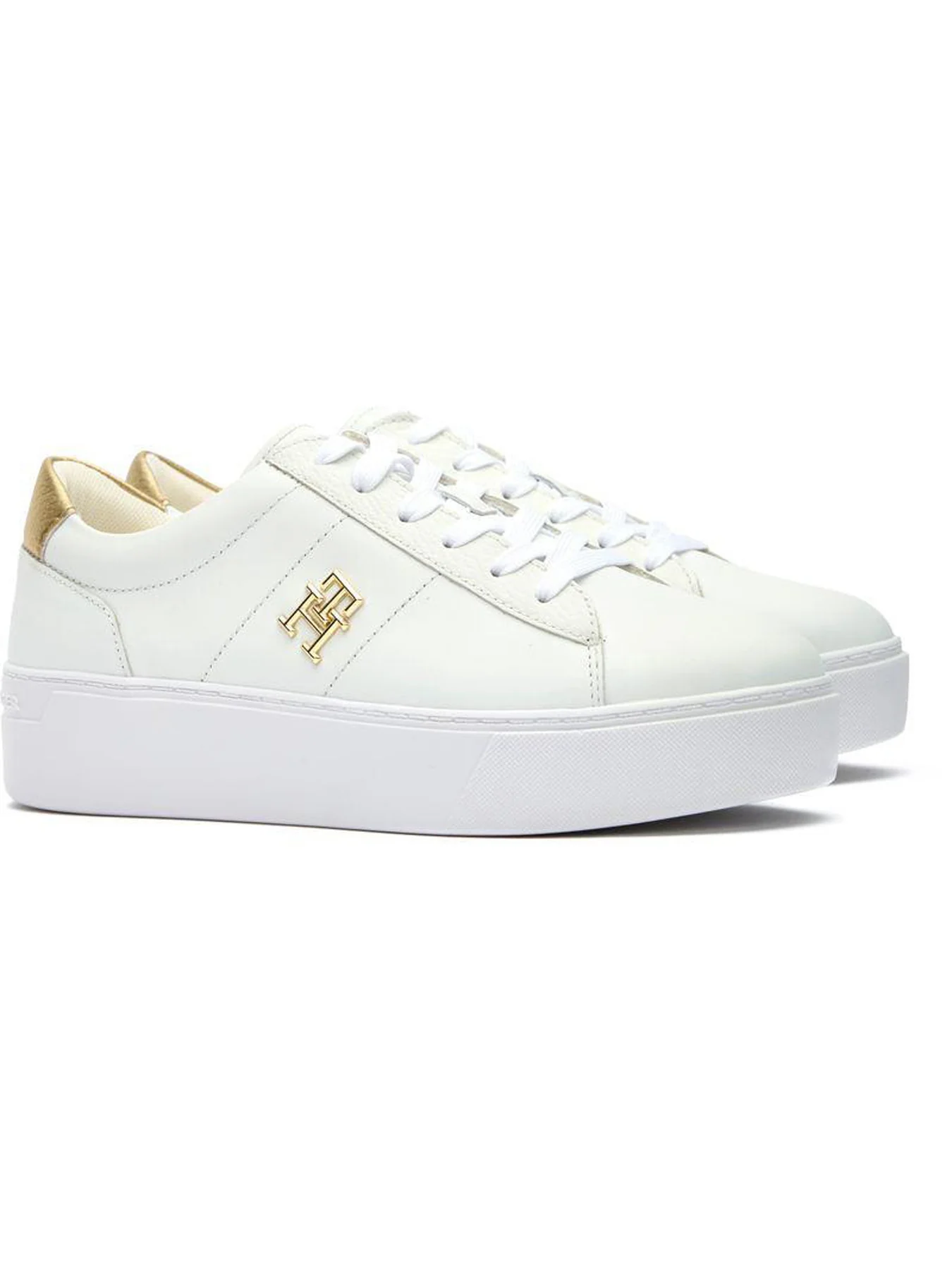 TOMMY HILFIGER Platform Court Sneaker Metallic Trainers - Image 2