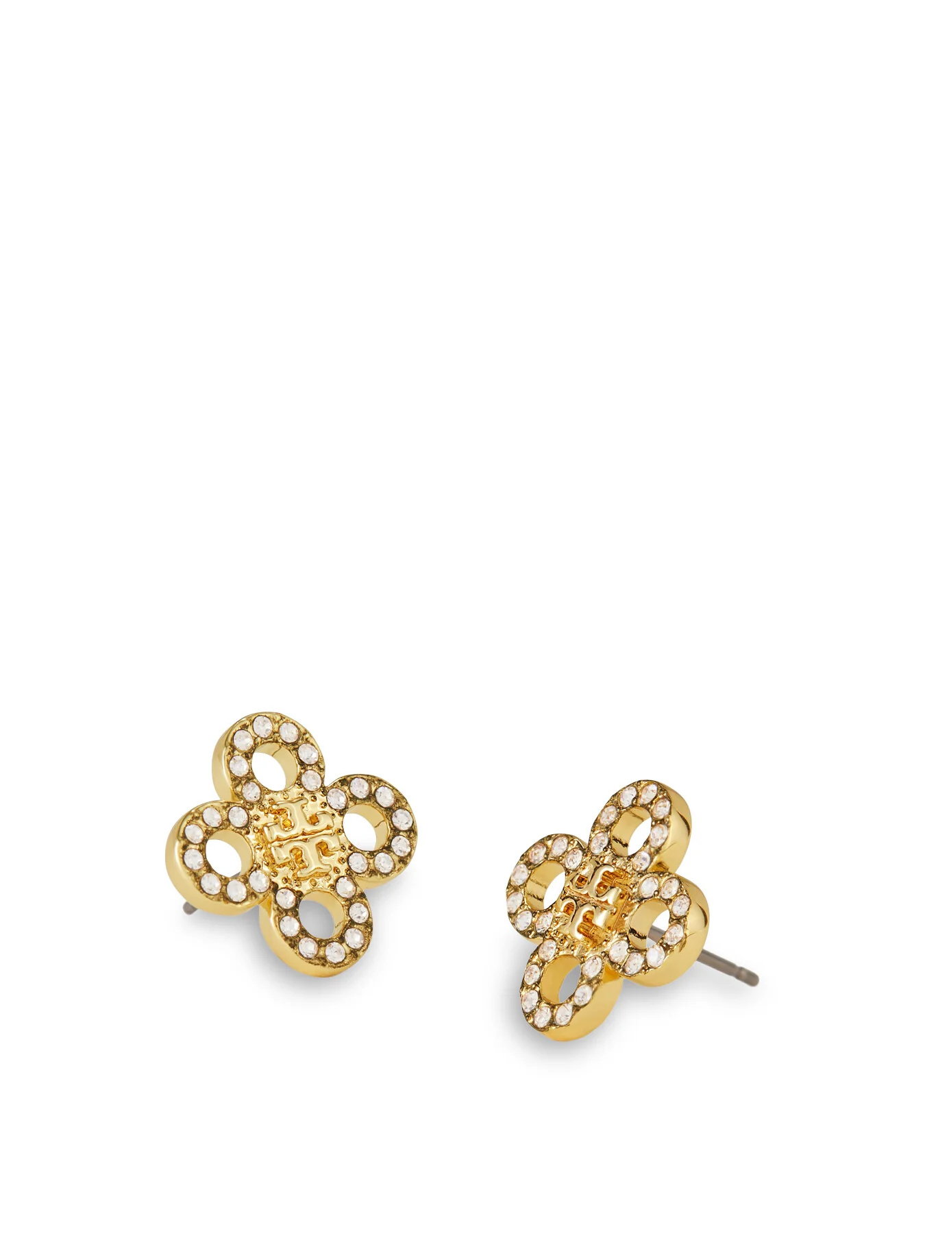 Kira Clover Pave Stud Earrings - Image 2