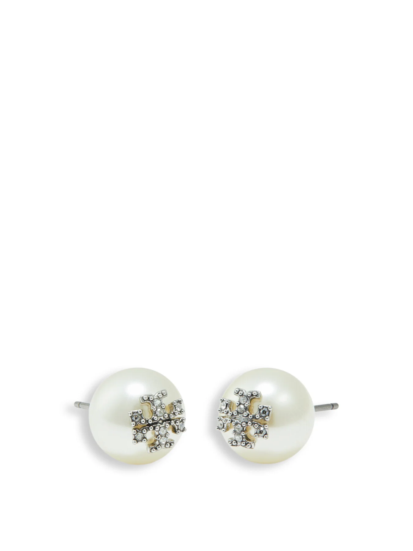 Kira Pearl Pave Logo Stud Earrings - Image 2