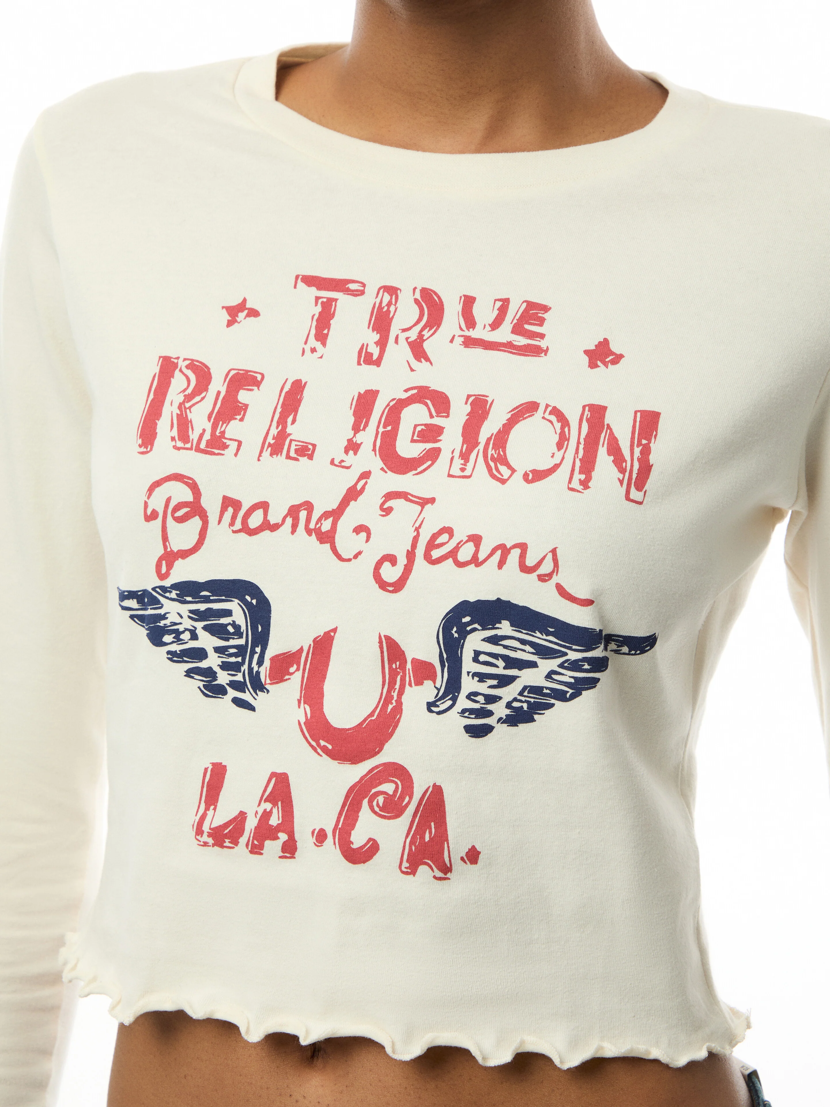 Distressed Wing HS Baby Tee WithLettuce Hem - Image 3