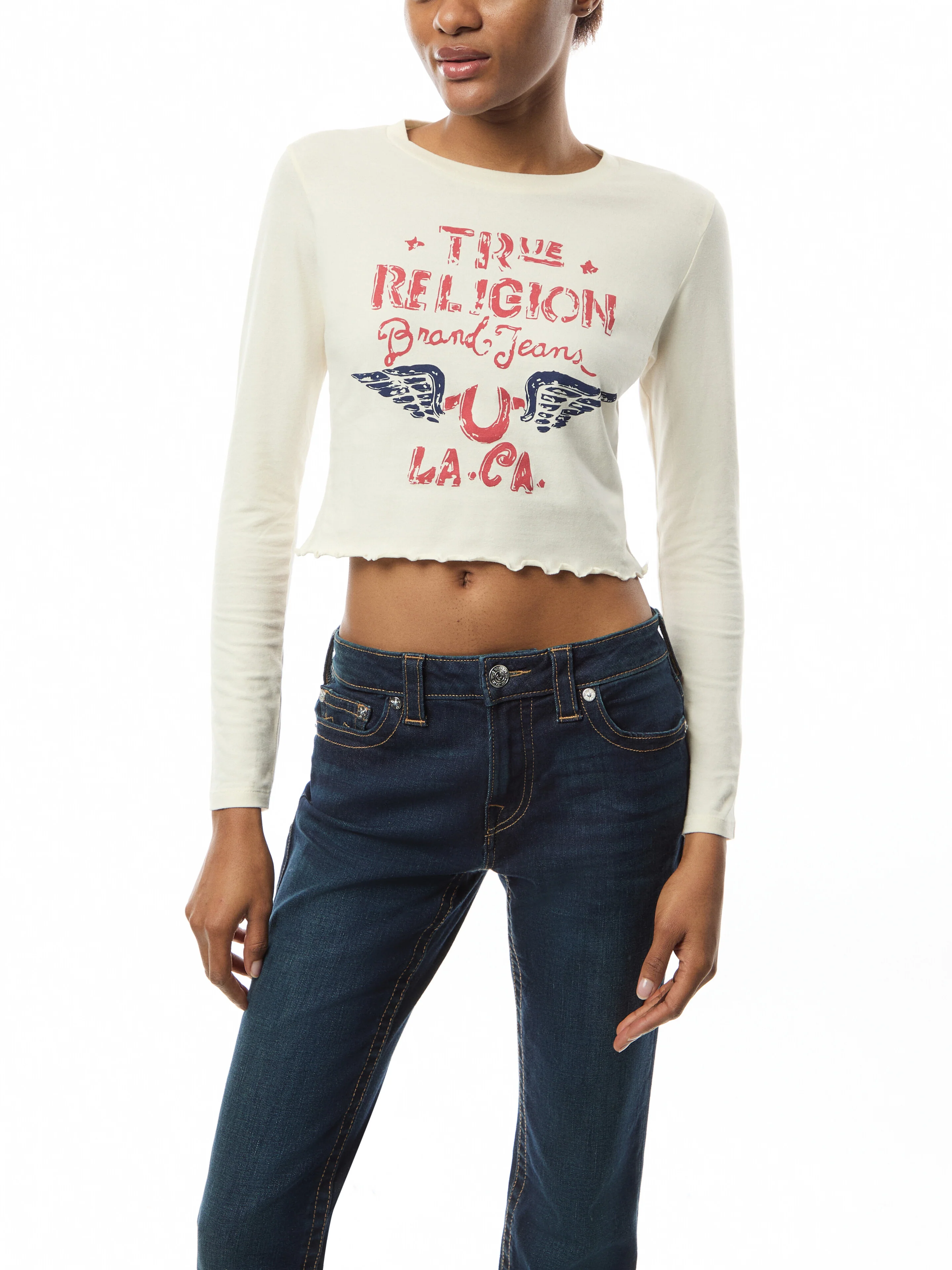 Distressed Wing HS Baby Tee WithLettuce Hem - Image 4