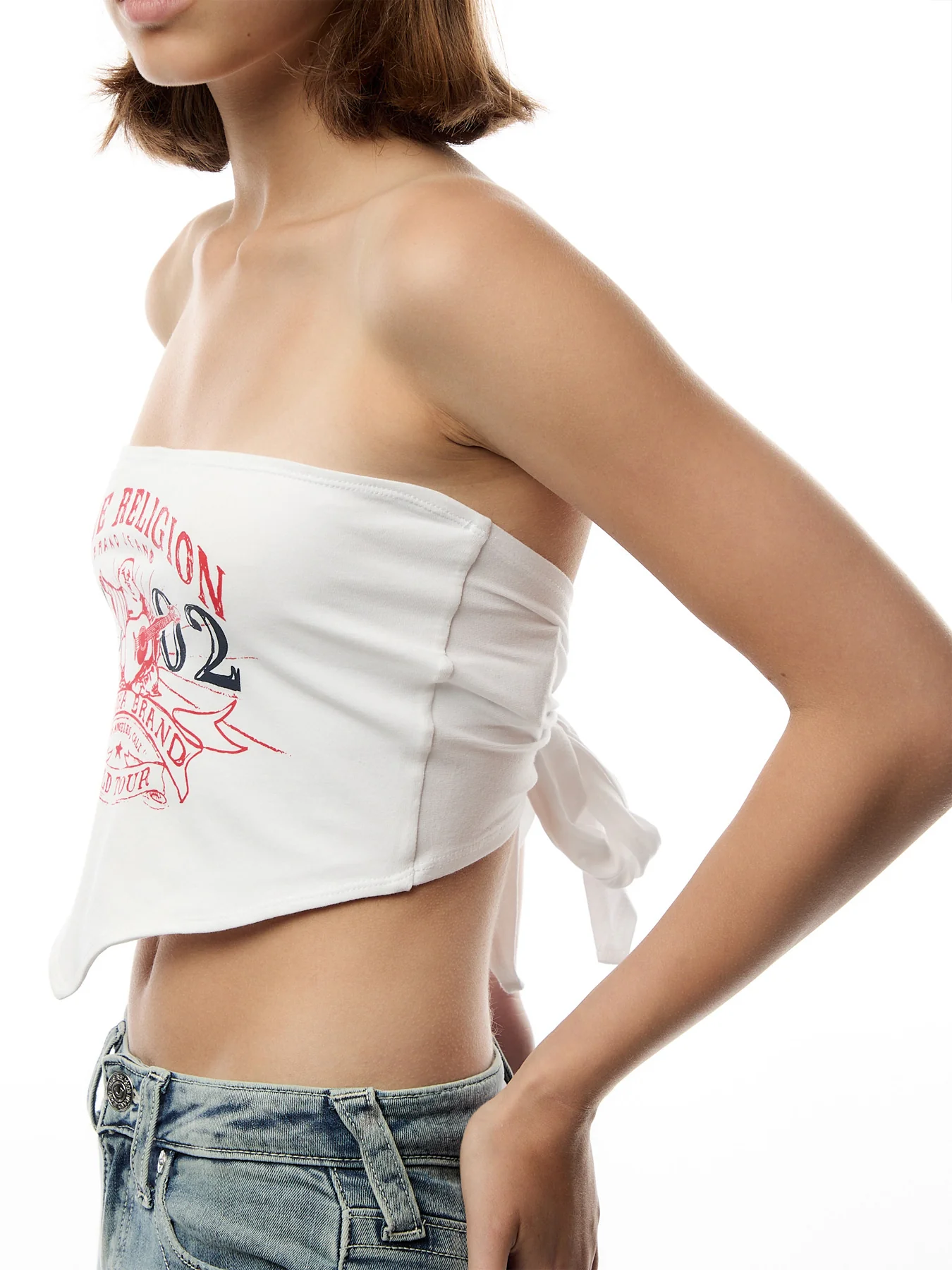 Printed Buddha Strapless Scarf Top - Image 3