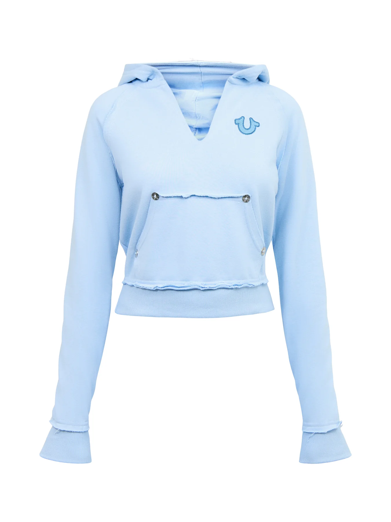Terry V Notch Hoodie Raw Edge