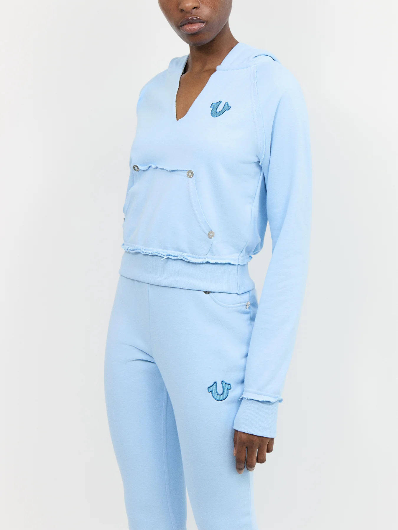 Terry V Notch Hoodie Raw Edge - Image 4