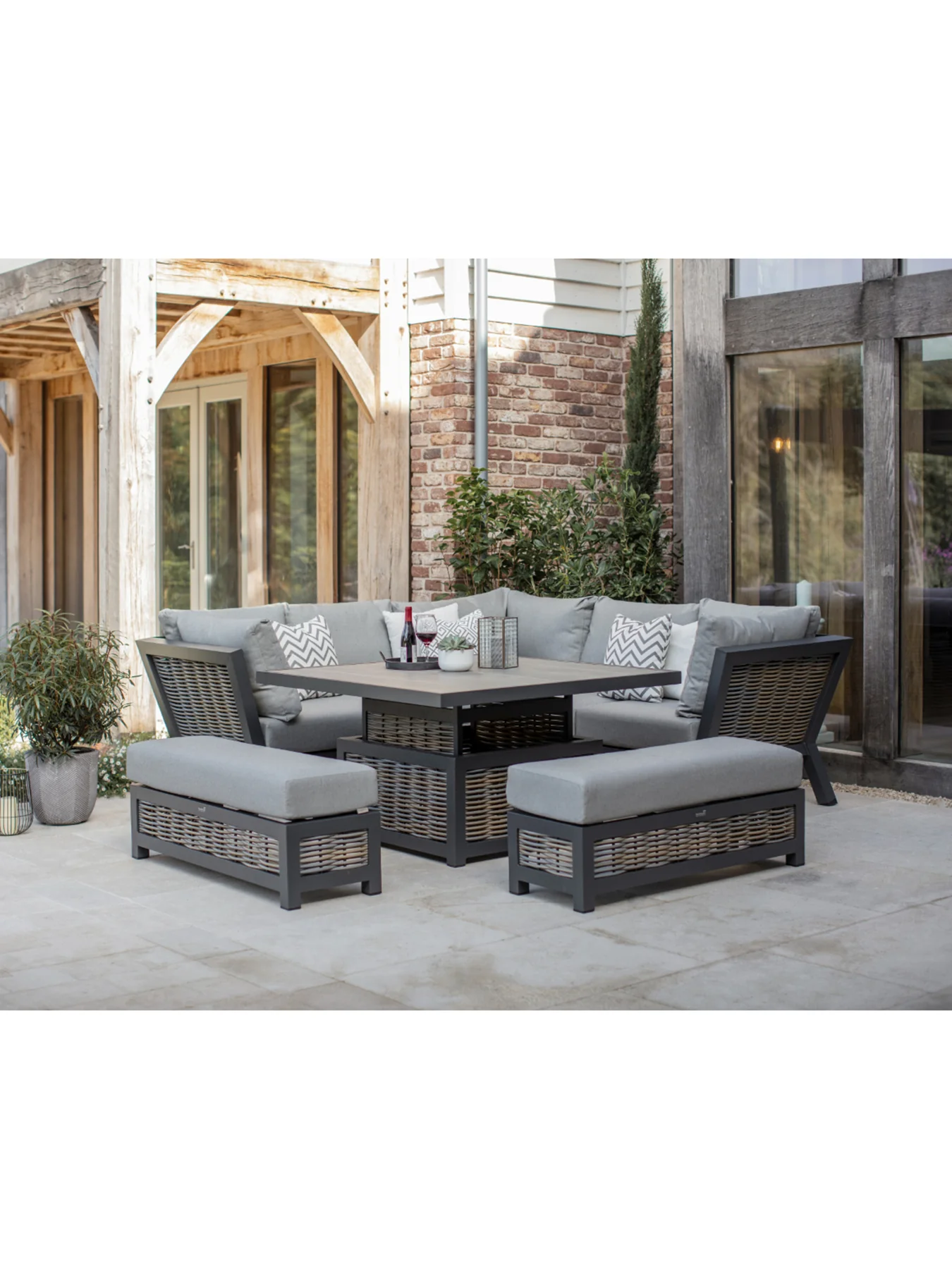 Tuscan Square Sofa with Square Piston Table & 2 Benches - Image 2