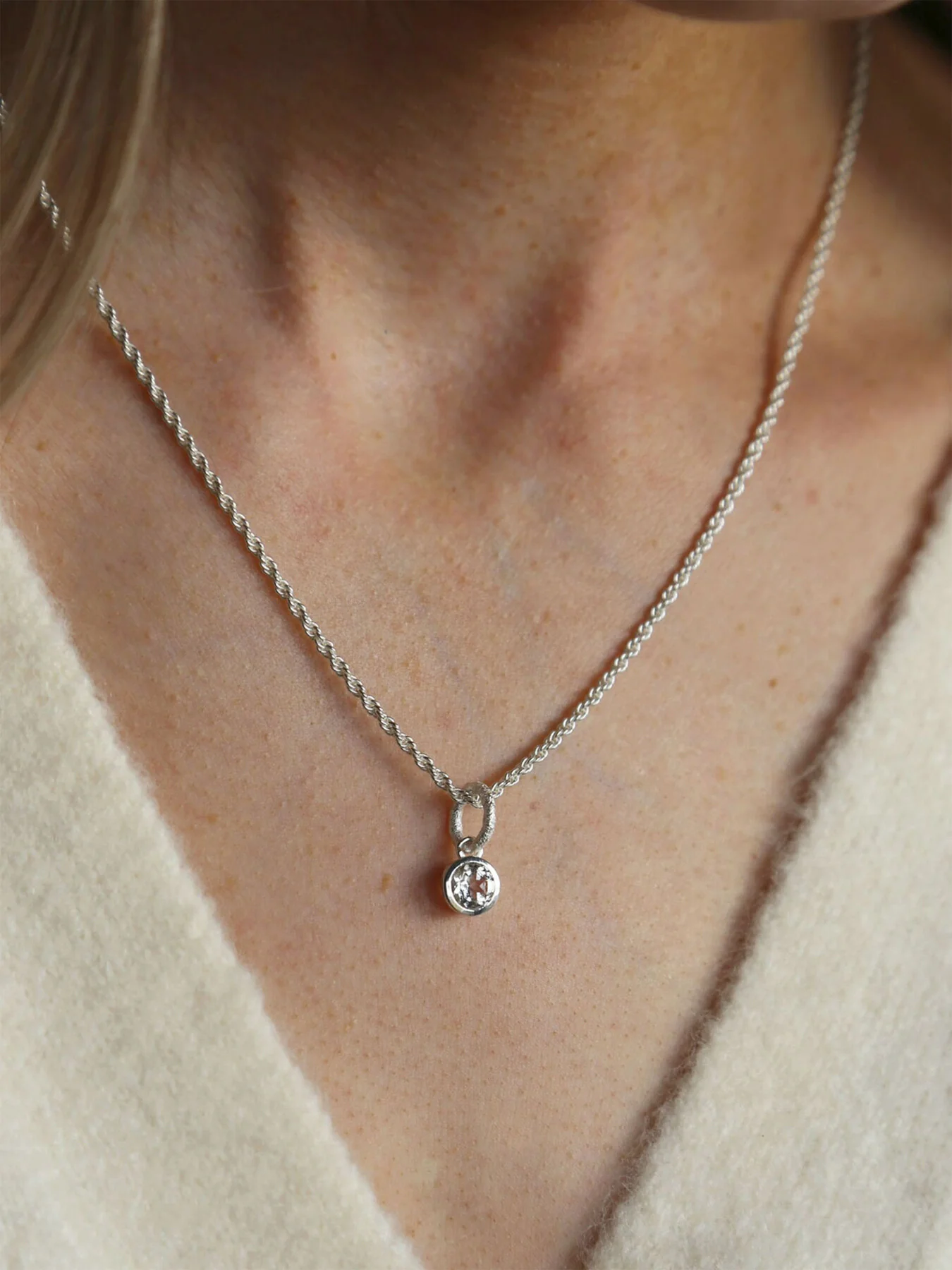 White Topaz Birthstone Necklace - Image 2