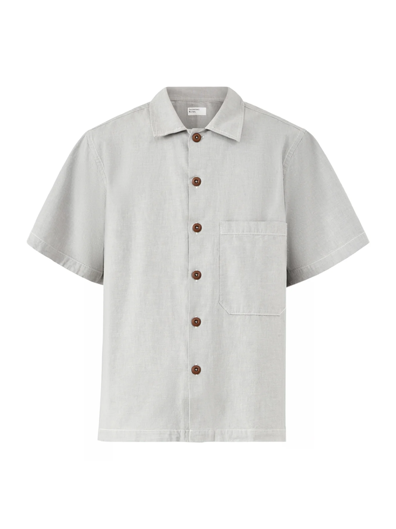 Short Sleeve Fatigue Cotton Shirt Grey