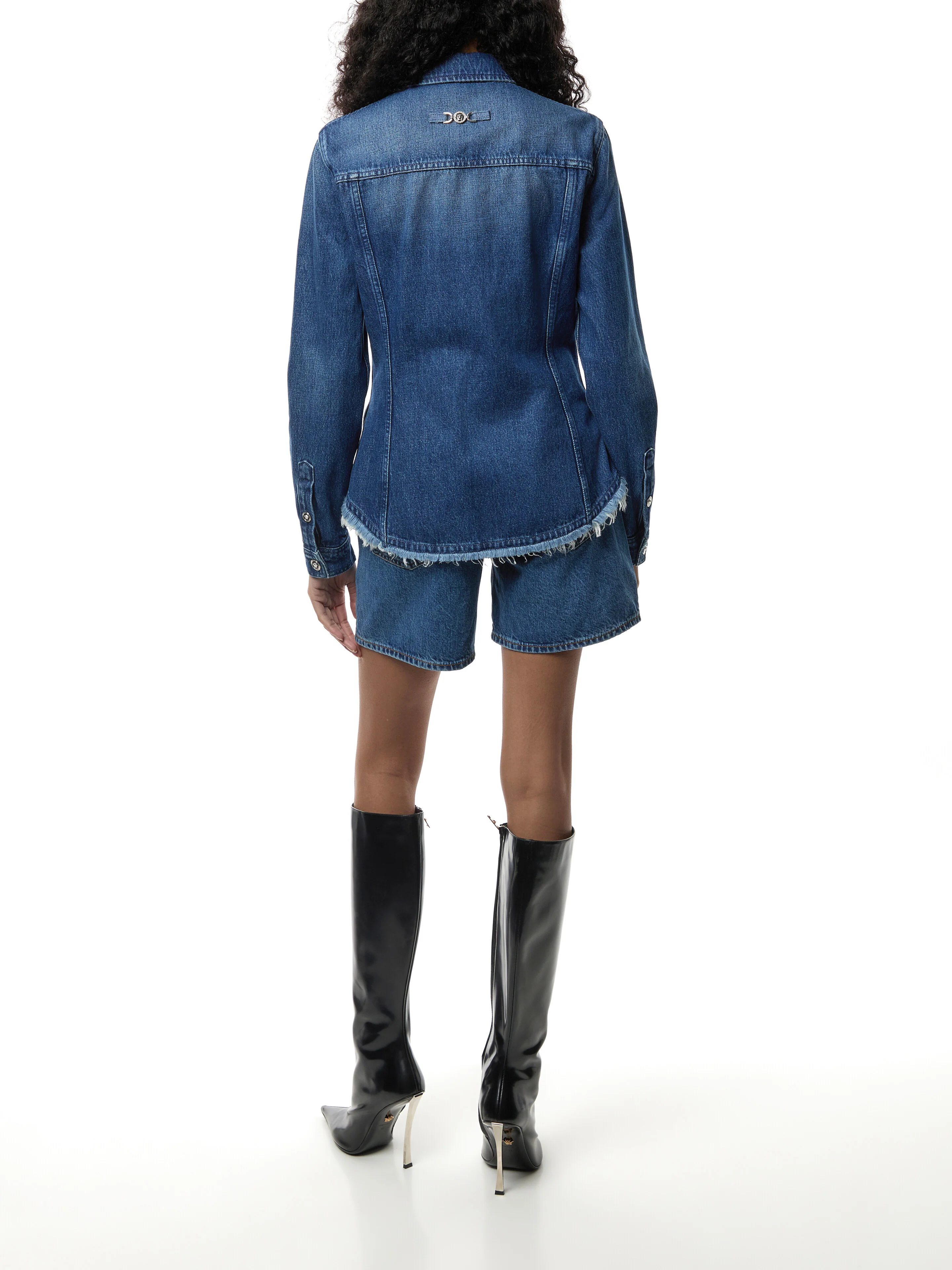 Shirt Denim R Washed Medium Blue With Frayed Edges - Image 5