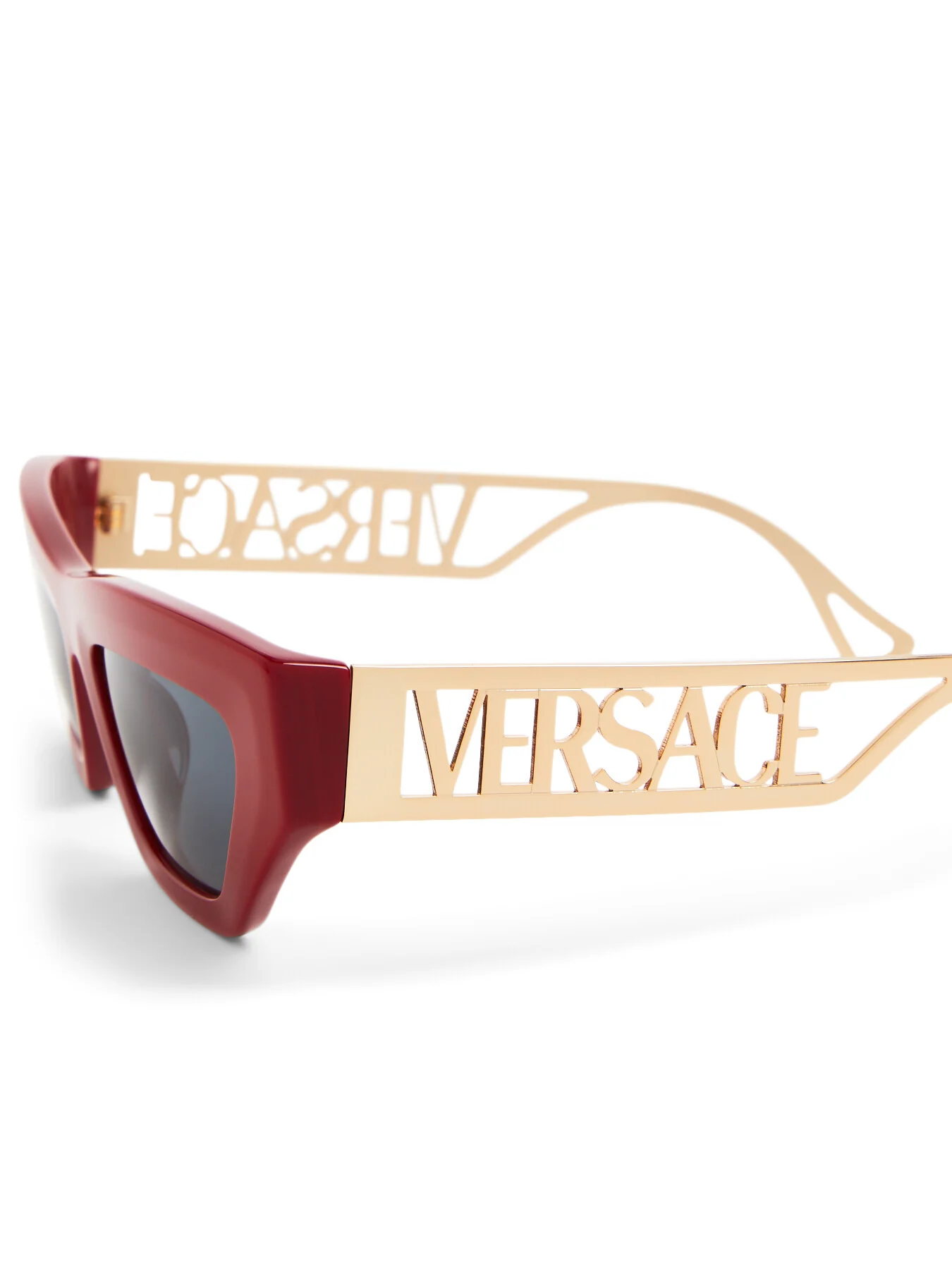 Versace Cut Out Logo Slim Acetate Sunglasses - Image 3