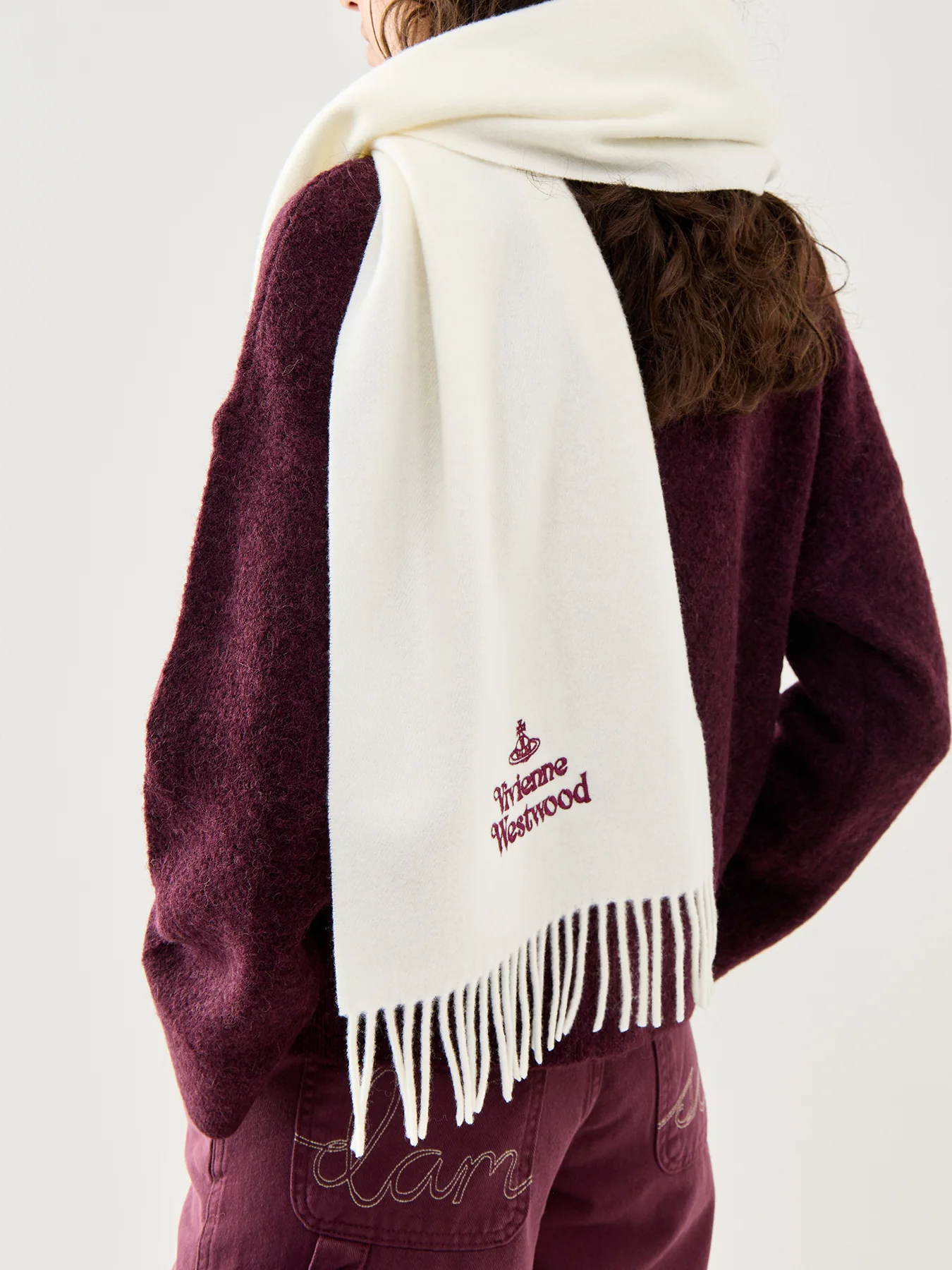 Embroidered Logo Scarf in White - Image 2