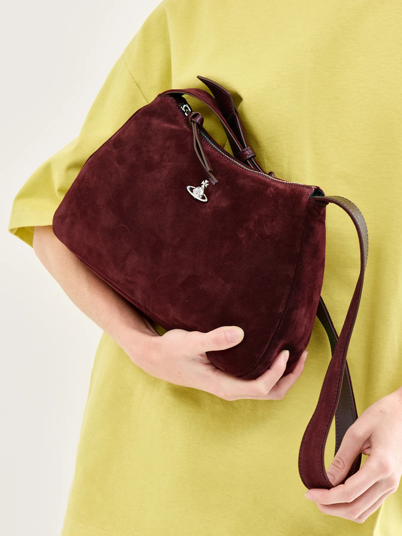 Kate Suede Shoulder Bag Burgundy - Image 2