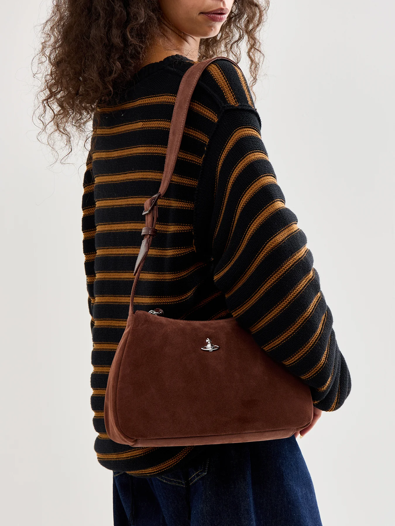 Kate Suede Shoulder Bag Chocolate Brown - Image 2