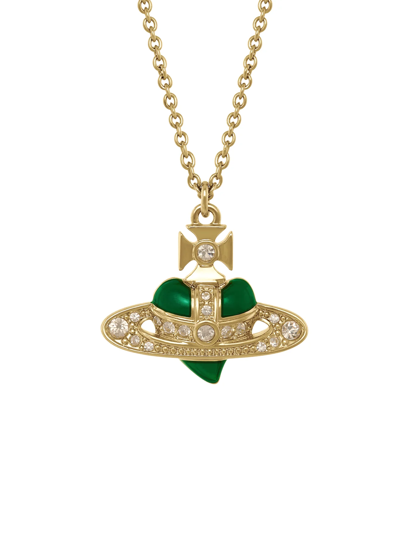 Crystal Heart Pendant Necklace Gold