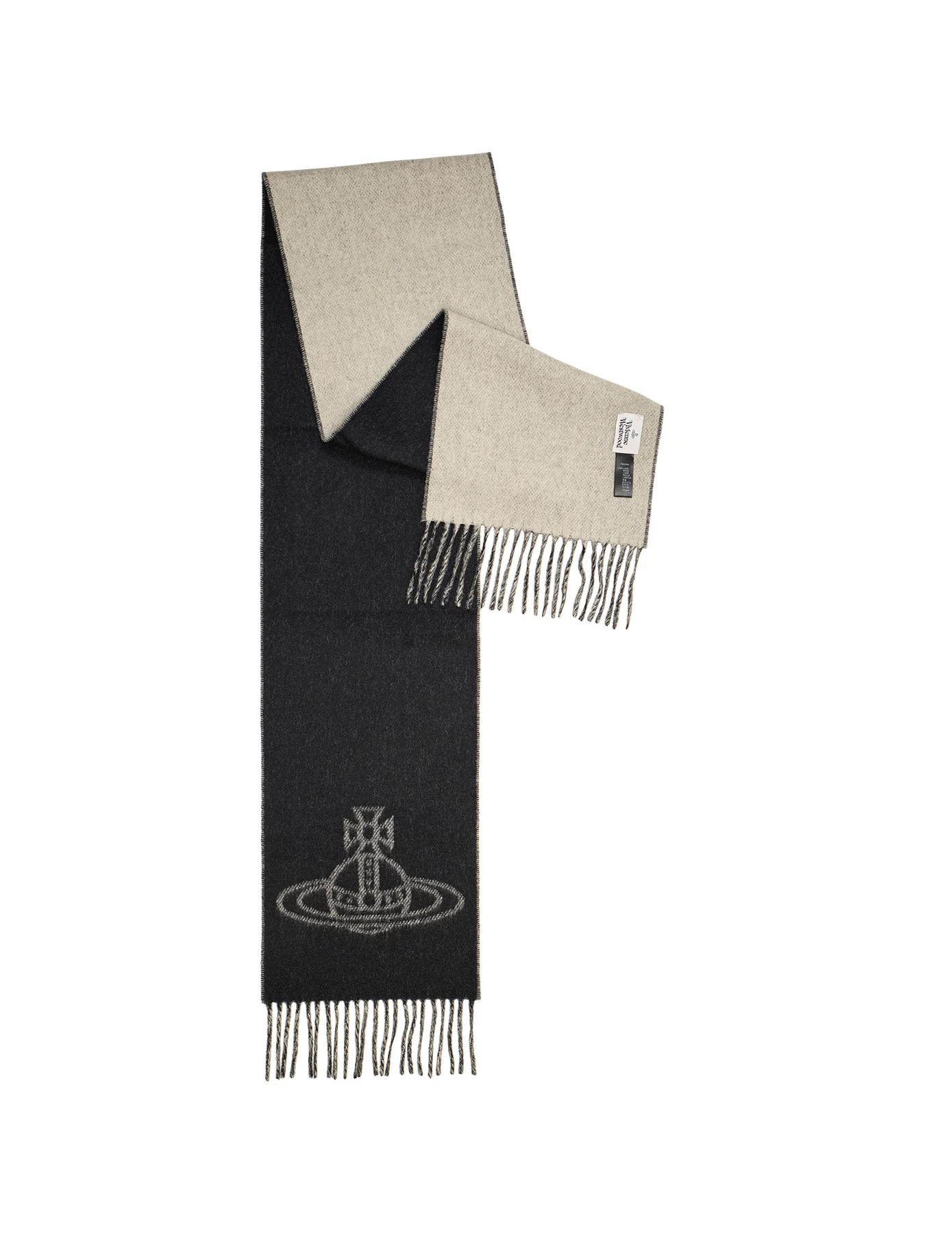 Single Orb Wool Double Faced Scarf Black