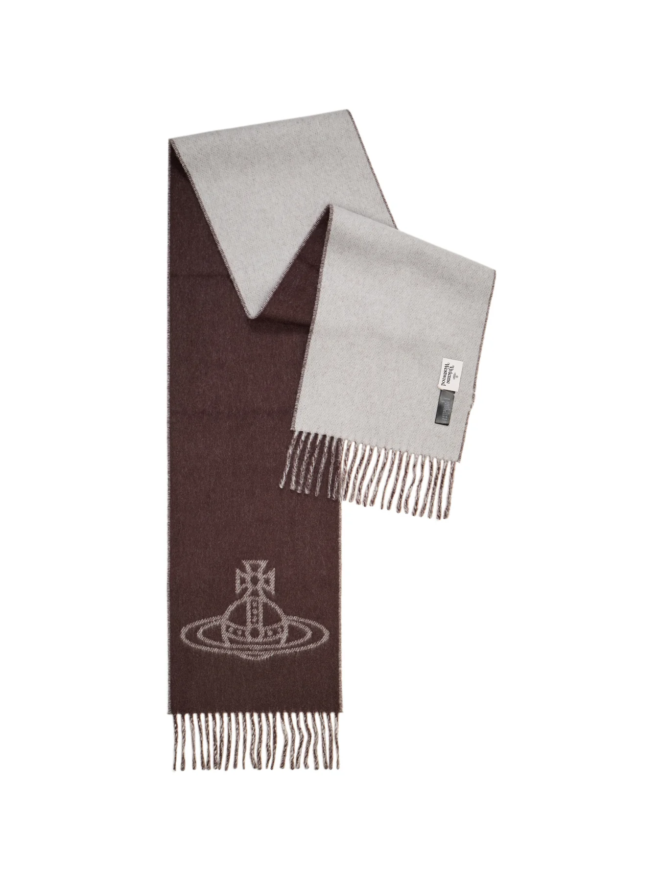 Single Orb Wool Double Faced Scarf Brown