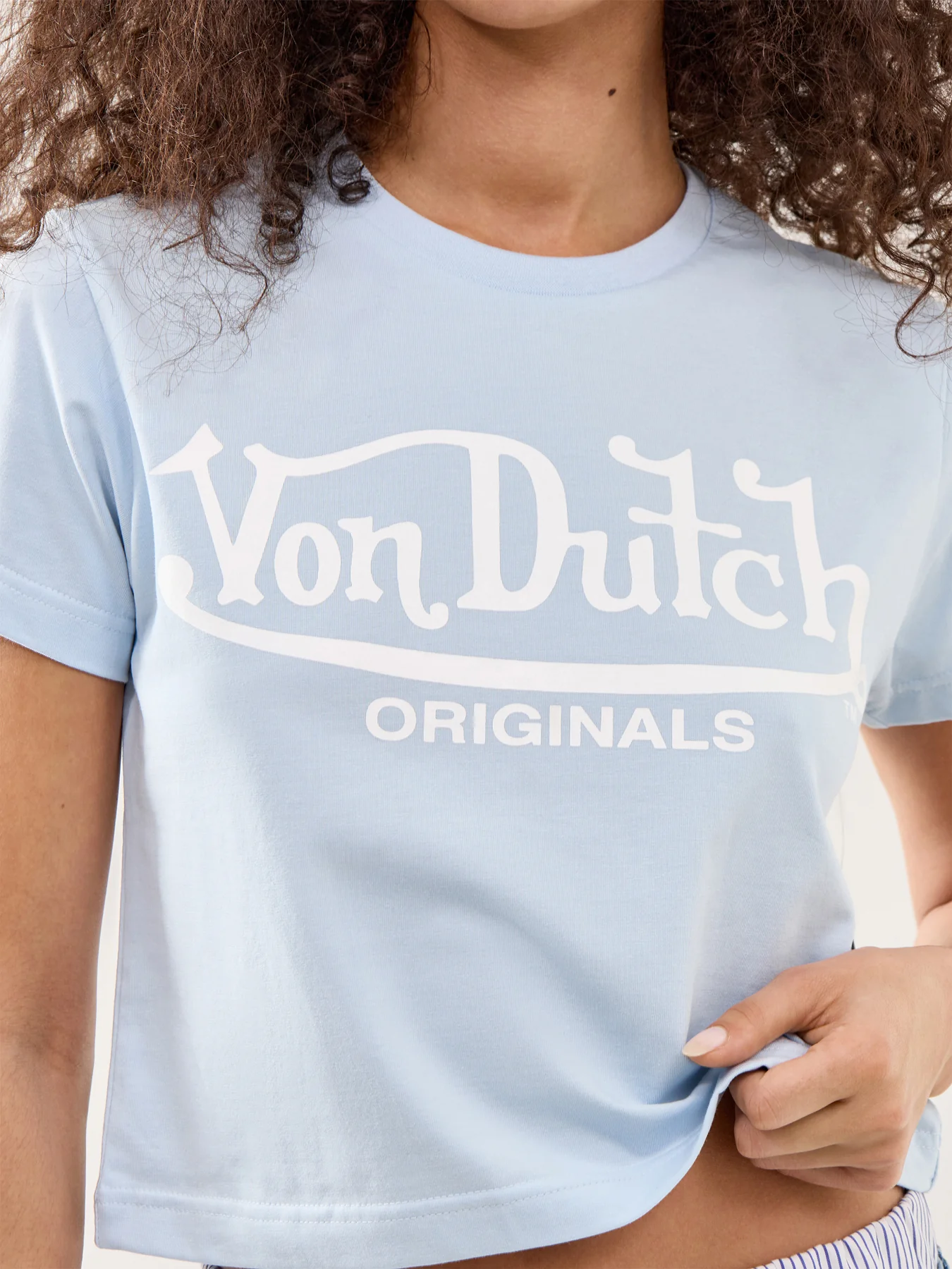 Glitter Logo Crop Short-Sleeve Tee Blue - Image 3