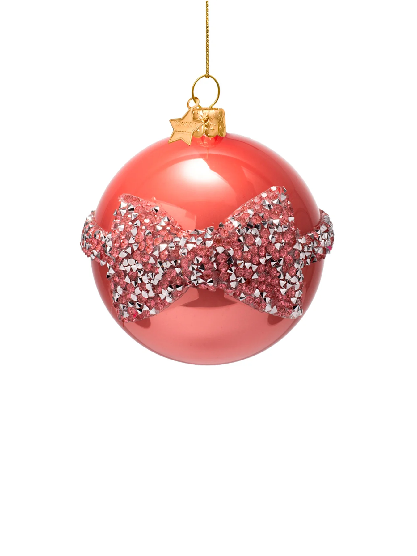 Diamond Bow Pink Orange Diamond Bow Christmas Hanging Decoration