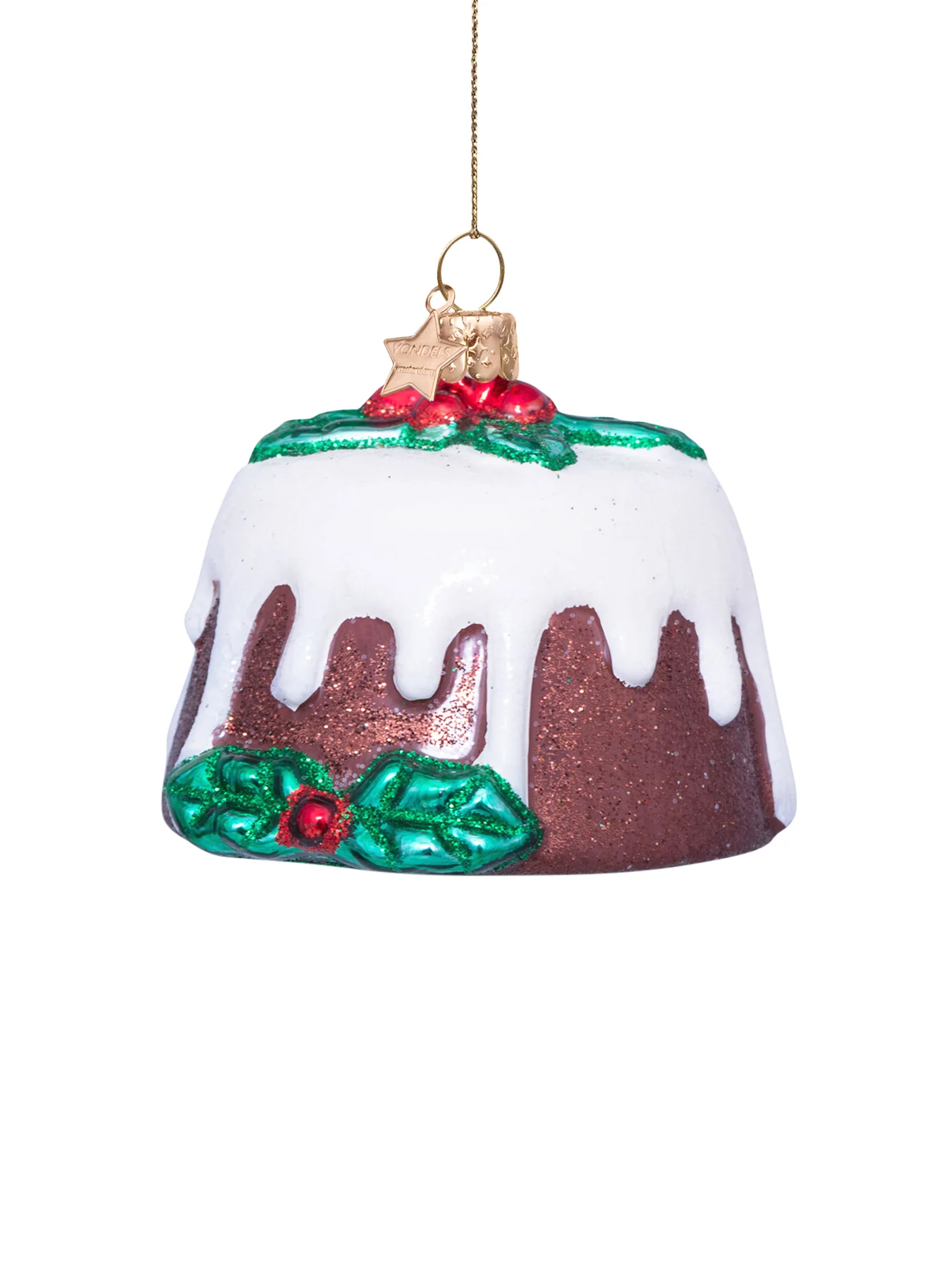 Christmas Pudding Glass Hanging Decoration 6cm - Image 4