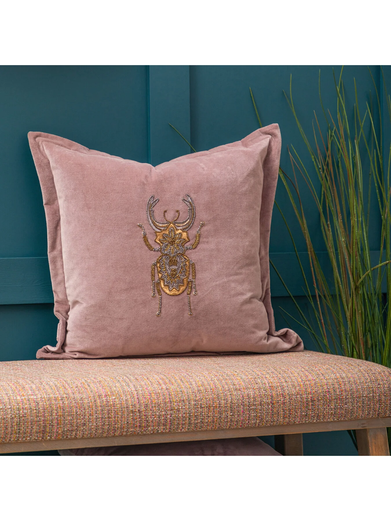 Bellatrix Embroidered Feather Cushion - Image 2