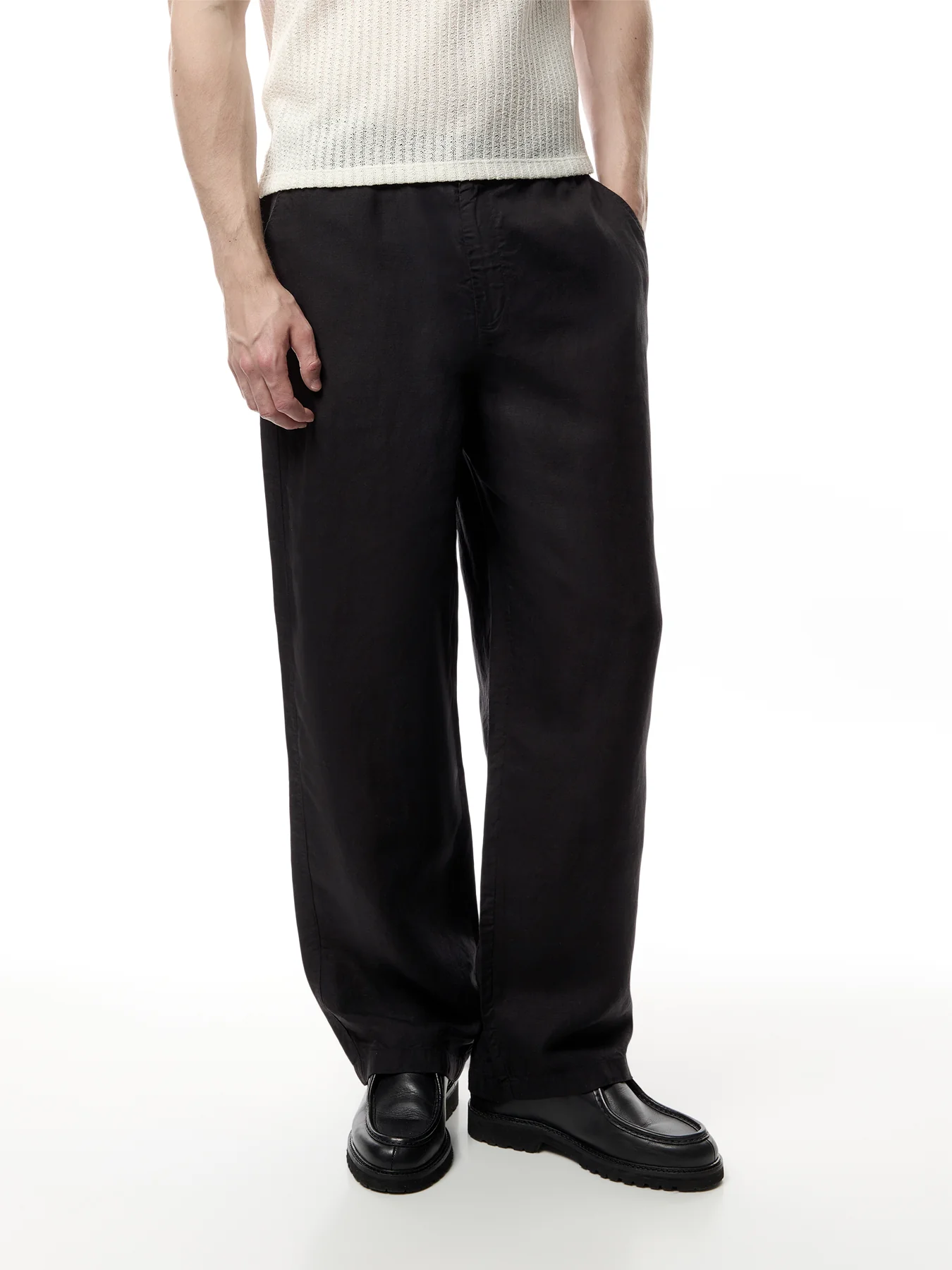 Glencoe Black Slub Weave Trousers - Image 4