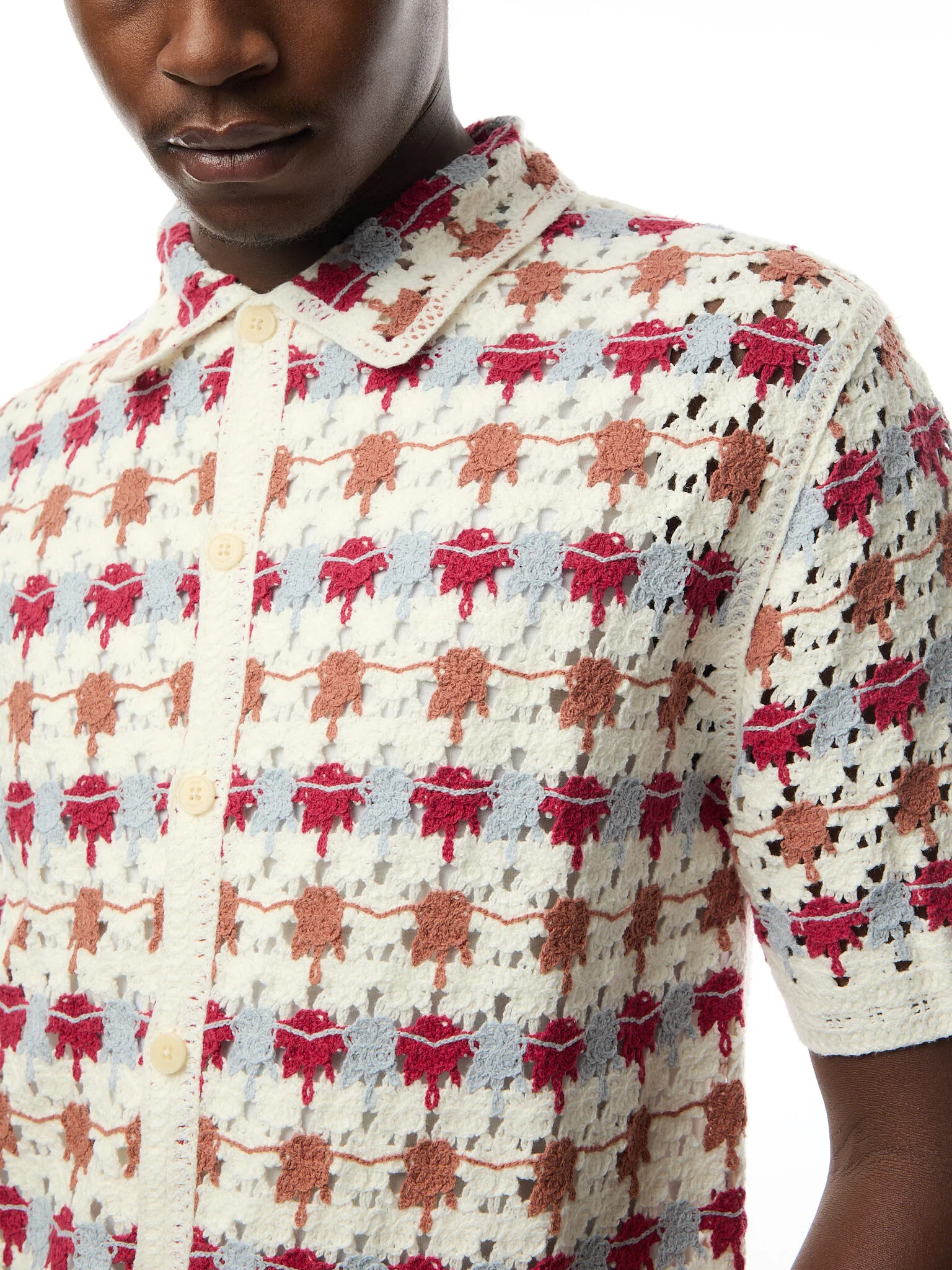 Porto Shirt Splash Crochet Ecru / Multi - Image 3