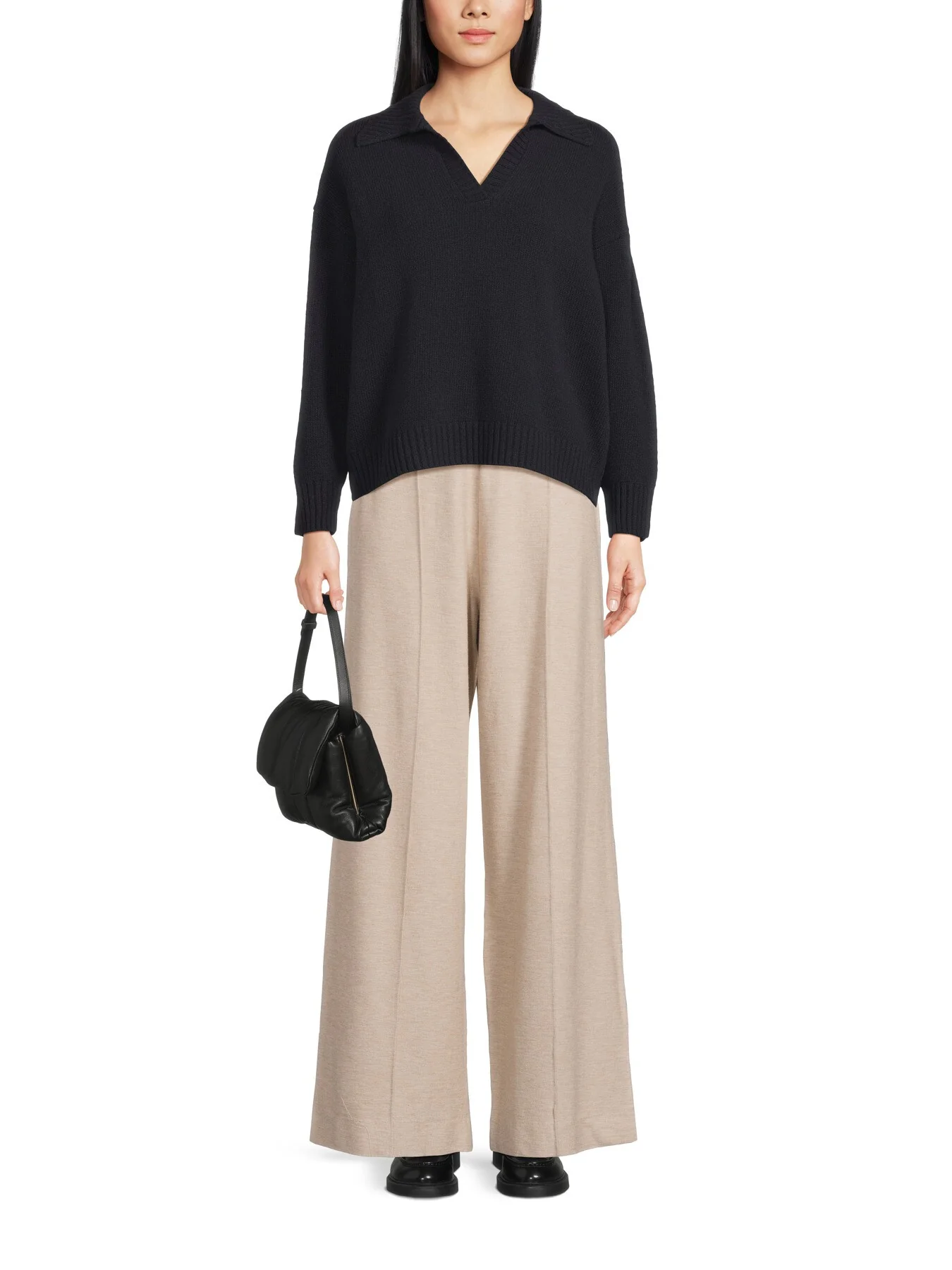 Agre V Neck Collared Wool Jumper - Image 2
