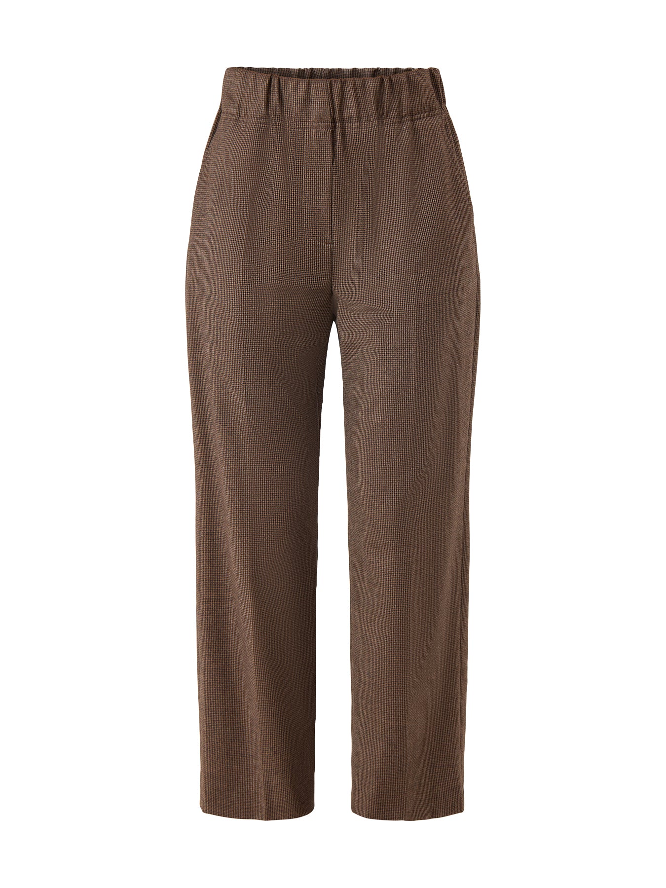 Hateley Micro Houndstooth Trouser Chocolate Brown
