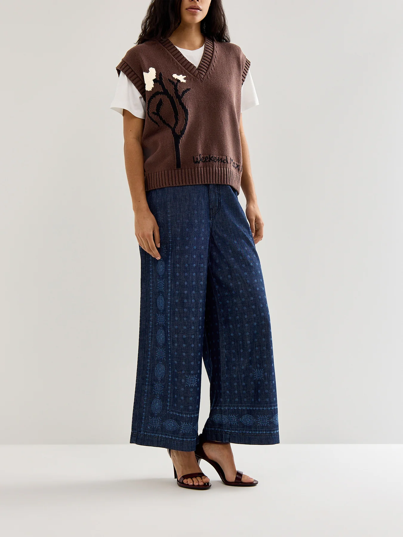 Weekend Micron Printed Wide Leg Denim Trouser - Image 2