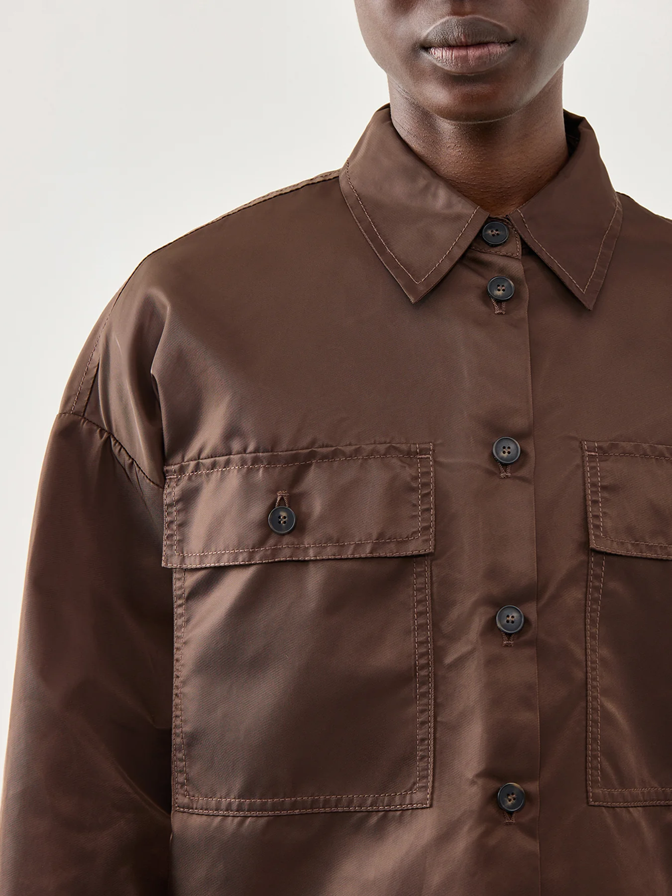 Vivetta Nylon Shirt Jacket Chocolate - Image 3