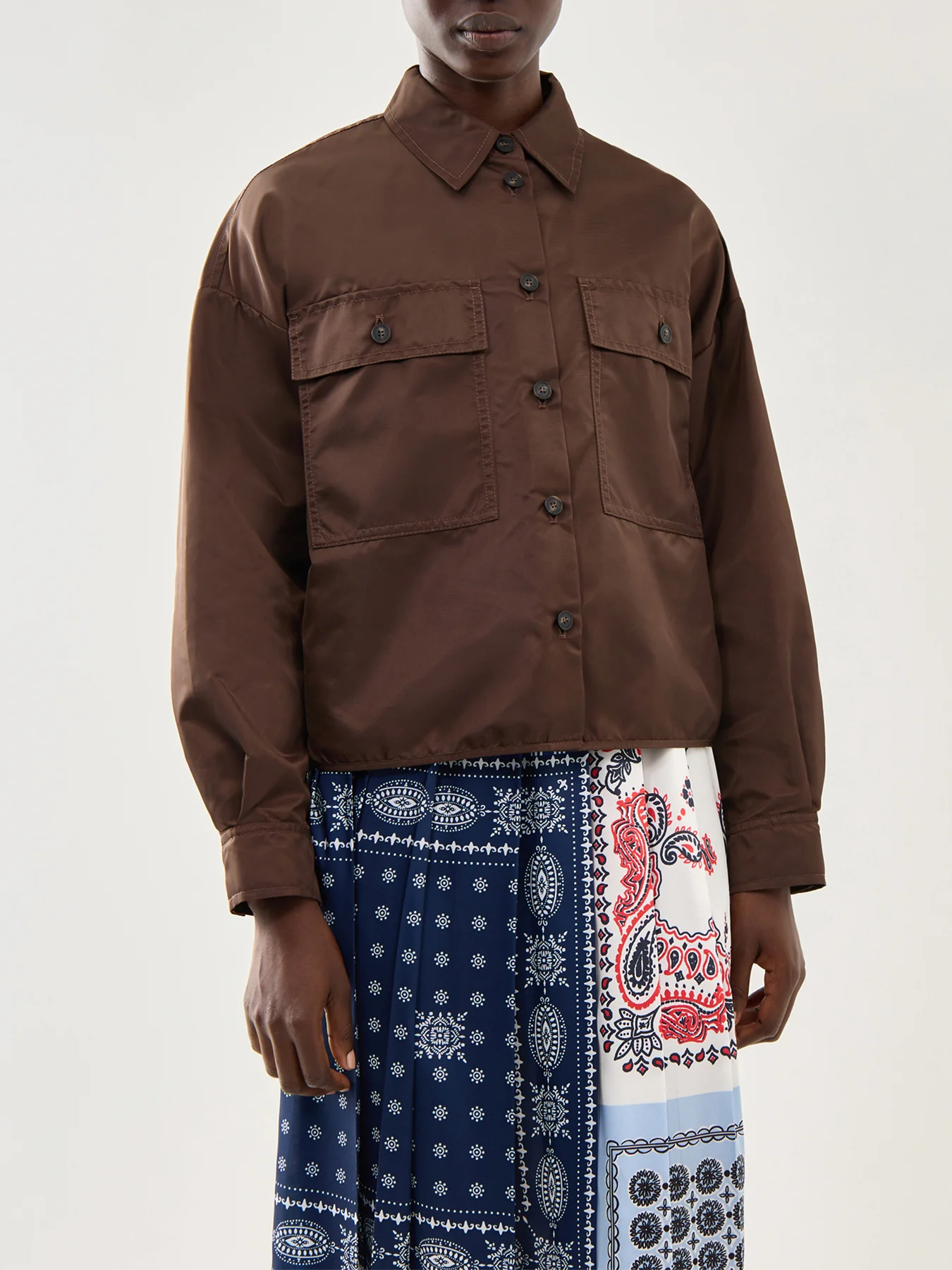 Vivetta Nylon Shirt Jacket Chocolate - Image 4