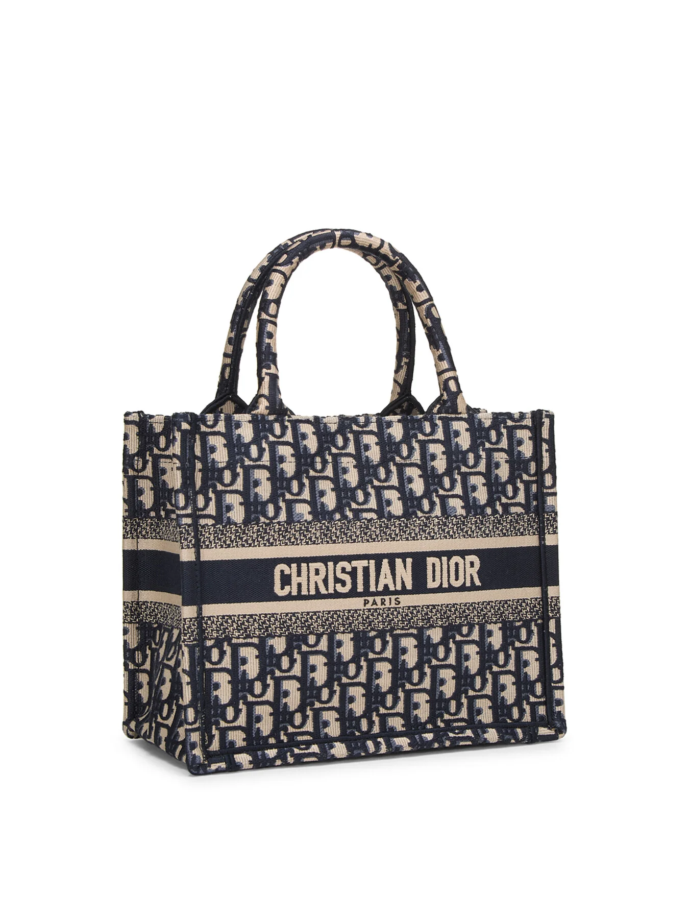 Vintage Dior Navy Canvas Small Book Tote Bag - Image 2