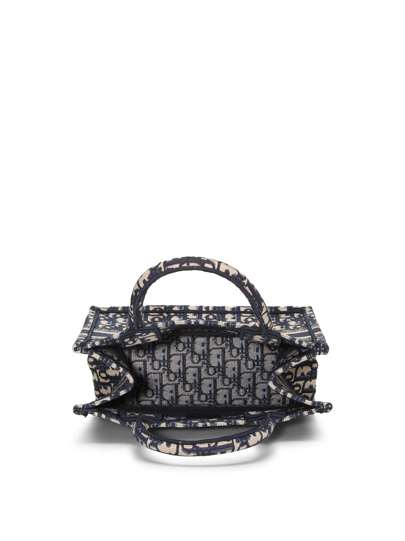 Vintage Dior Navy Canvas Small Book Tote Bag - Image 4
