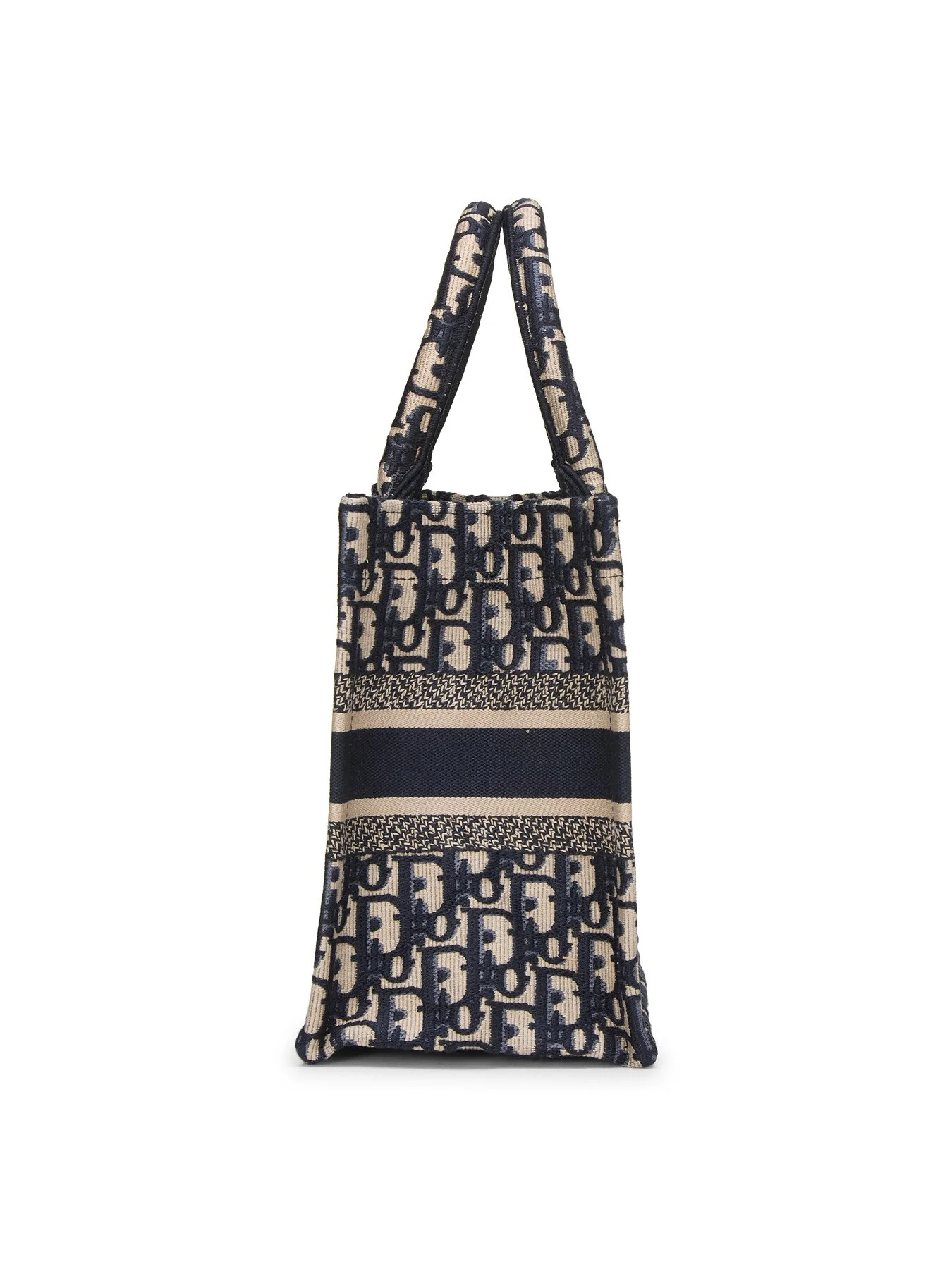Vintage Dior Navy Canvas Small Book Tote Bag - Image 5