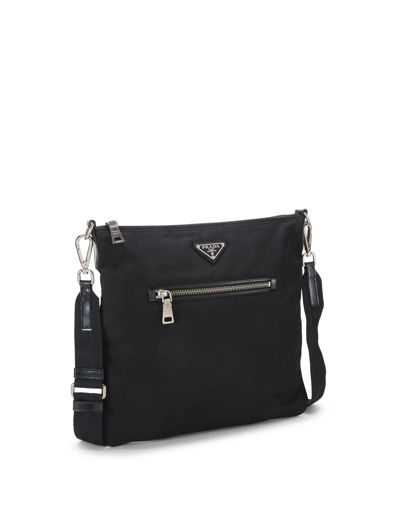 Vintage Prada Black Nylon Front Zip Pocket Small Messenger Bag - Image 4
