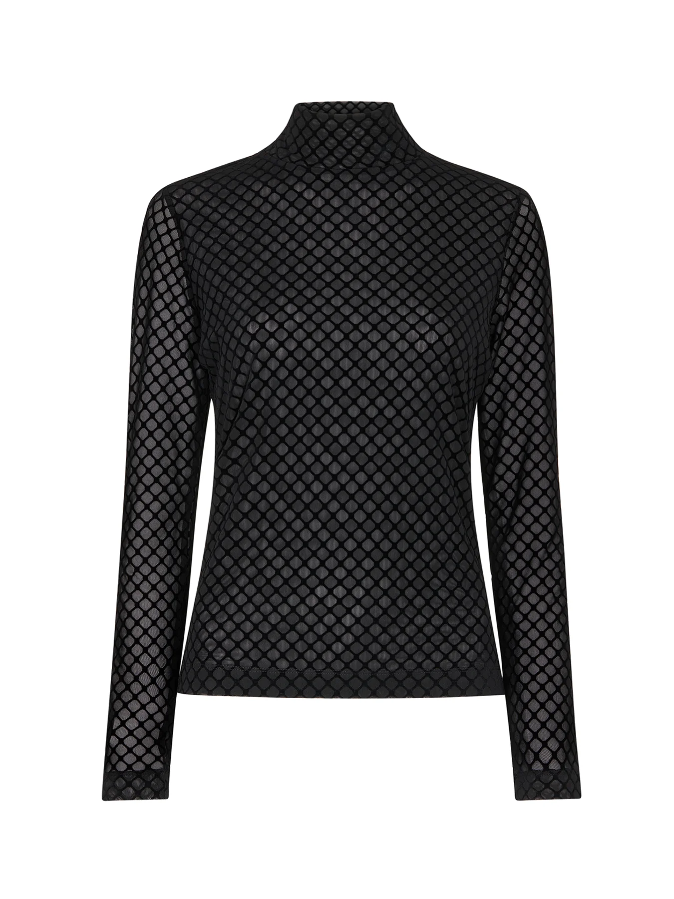 Checked Flocked Mesh Top Black