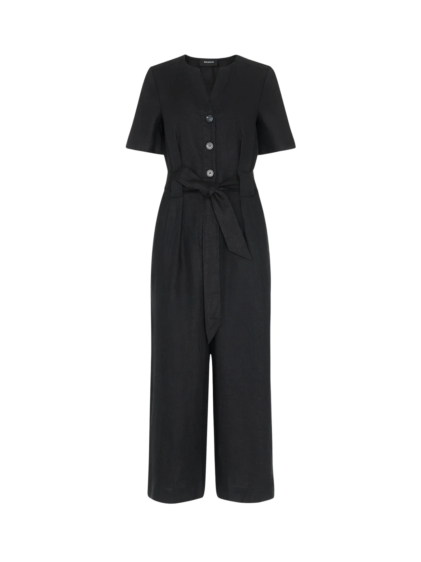 Black Fiona Linen Button Jumpsuit