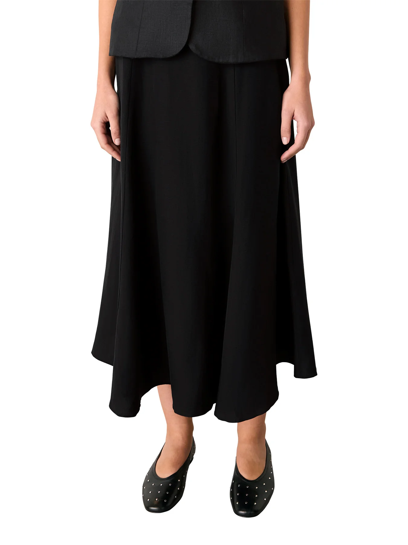 Black Helena Linen Blend Skirt - Image 2