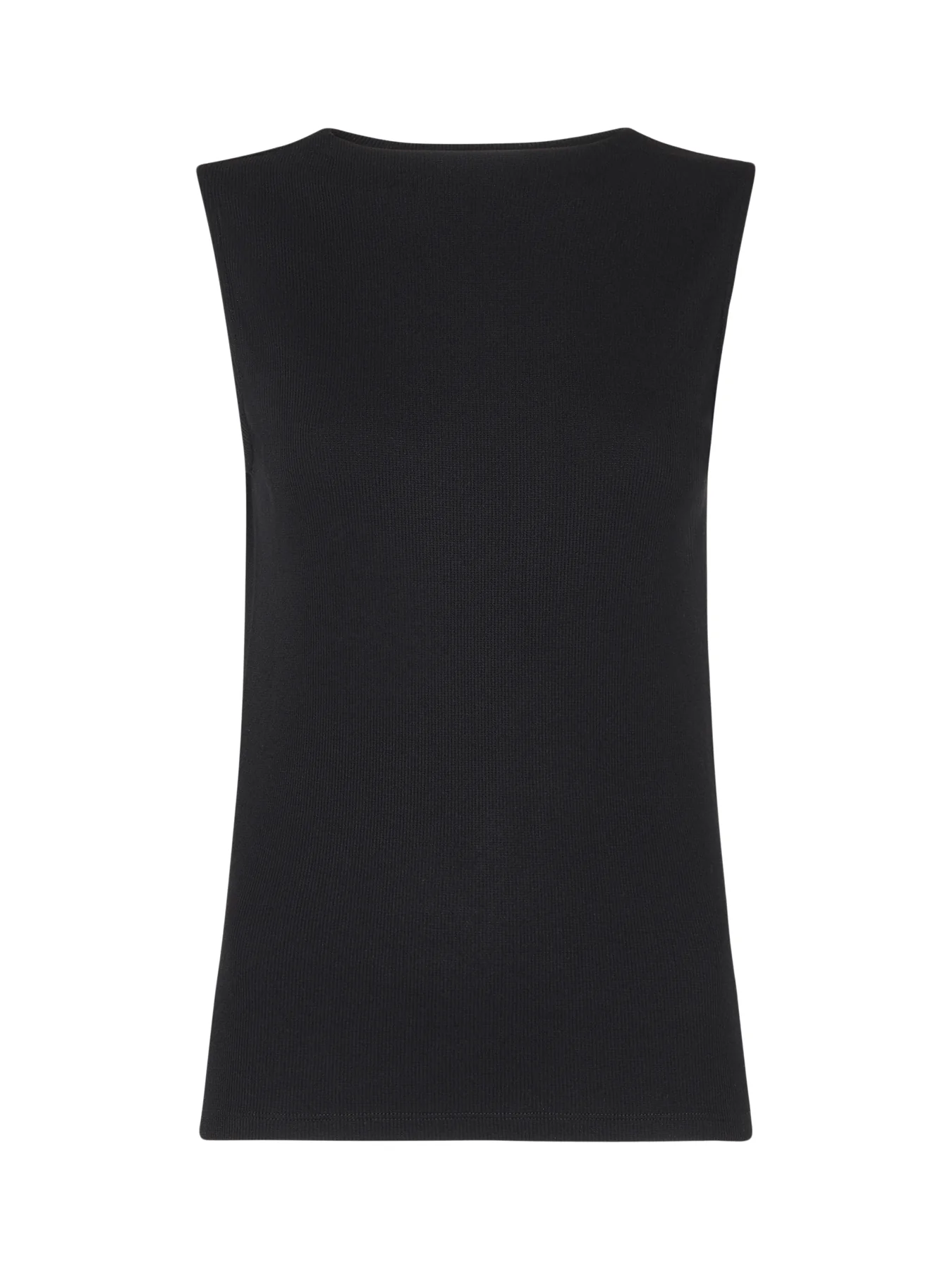 Black High Neck Rib Detail Tee