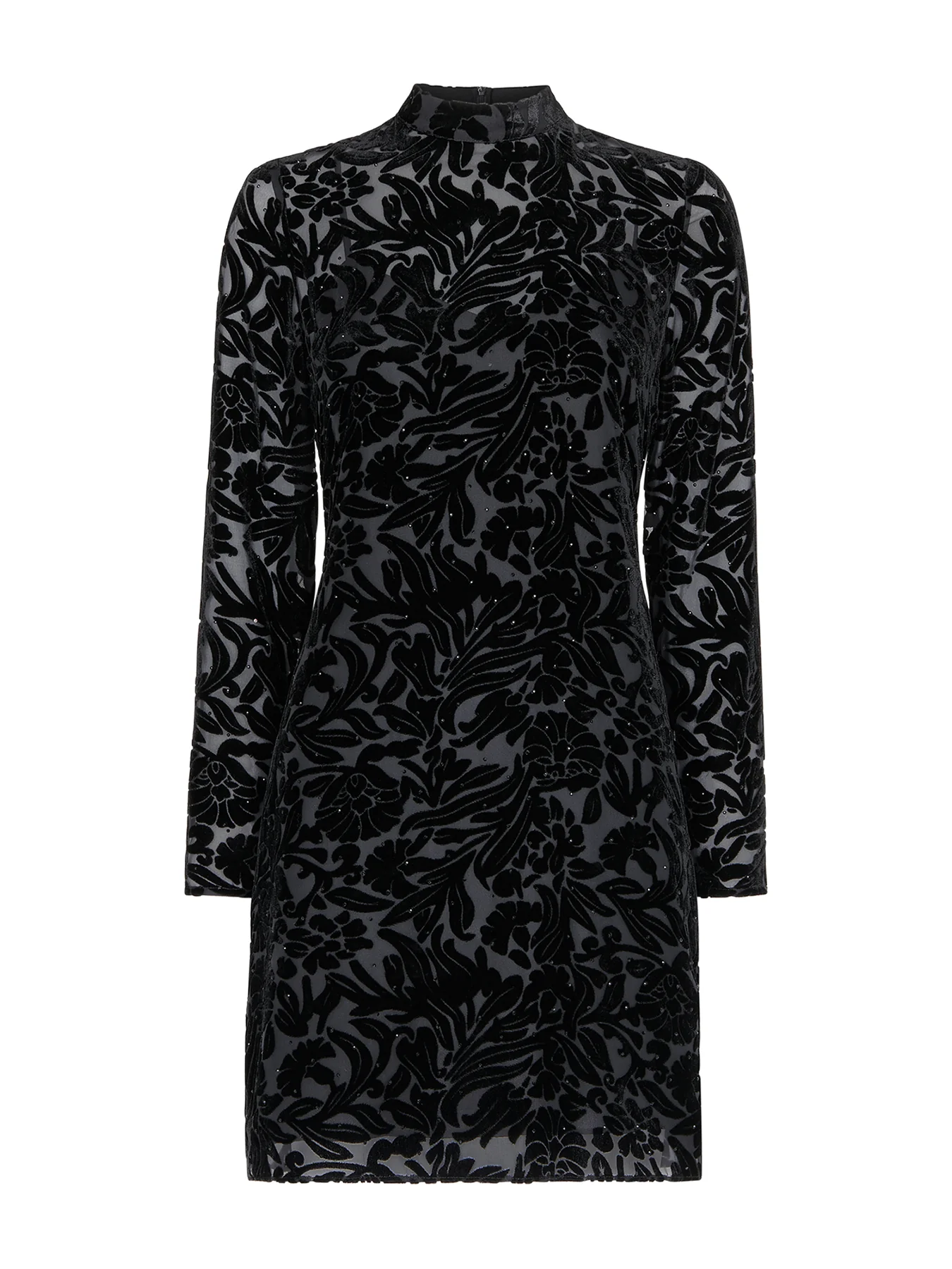 Hot Fix Floral Velvet Dress Black