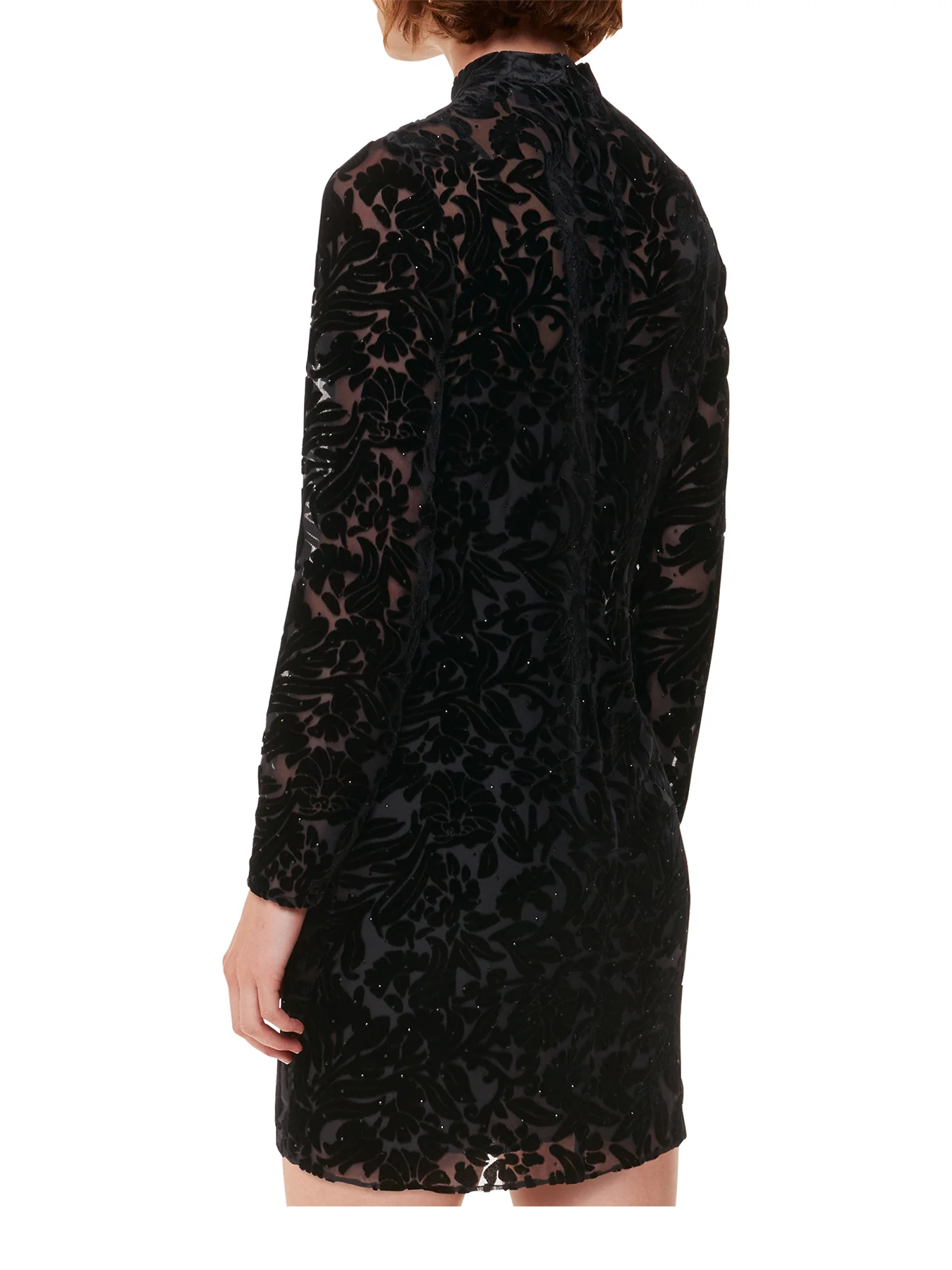 Hot Fix Floral Velvet Dress Black - Image 3