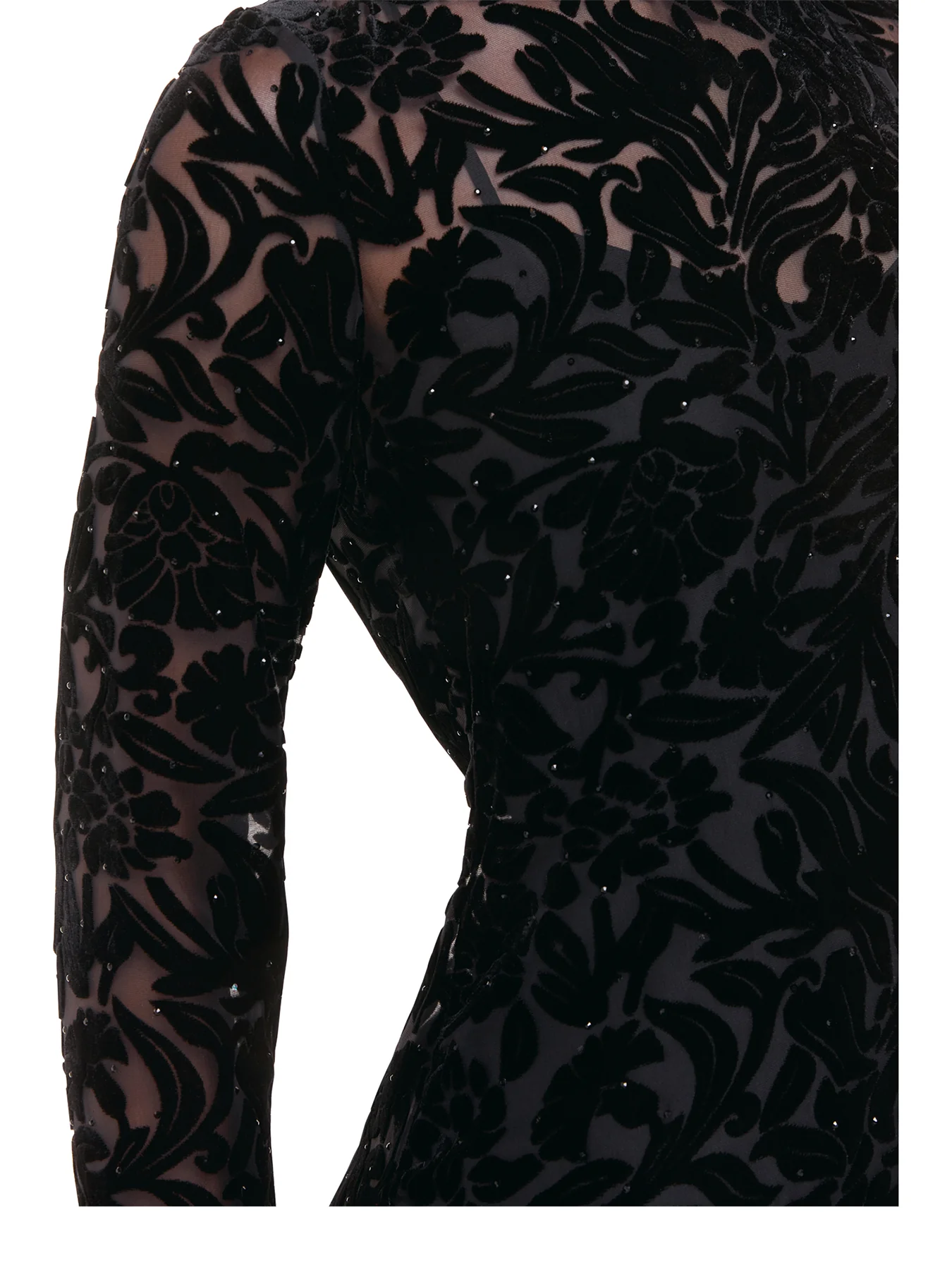 Hot Fix Floral Velvet Dress Black - Image 4