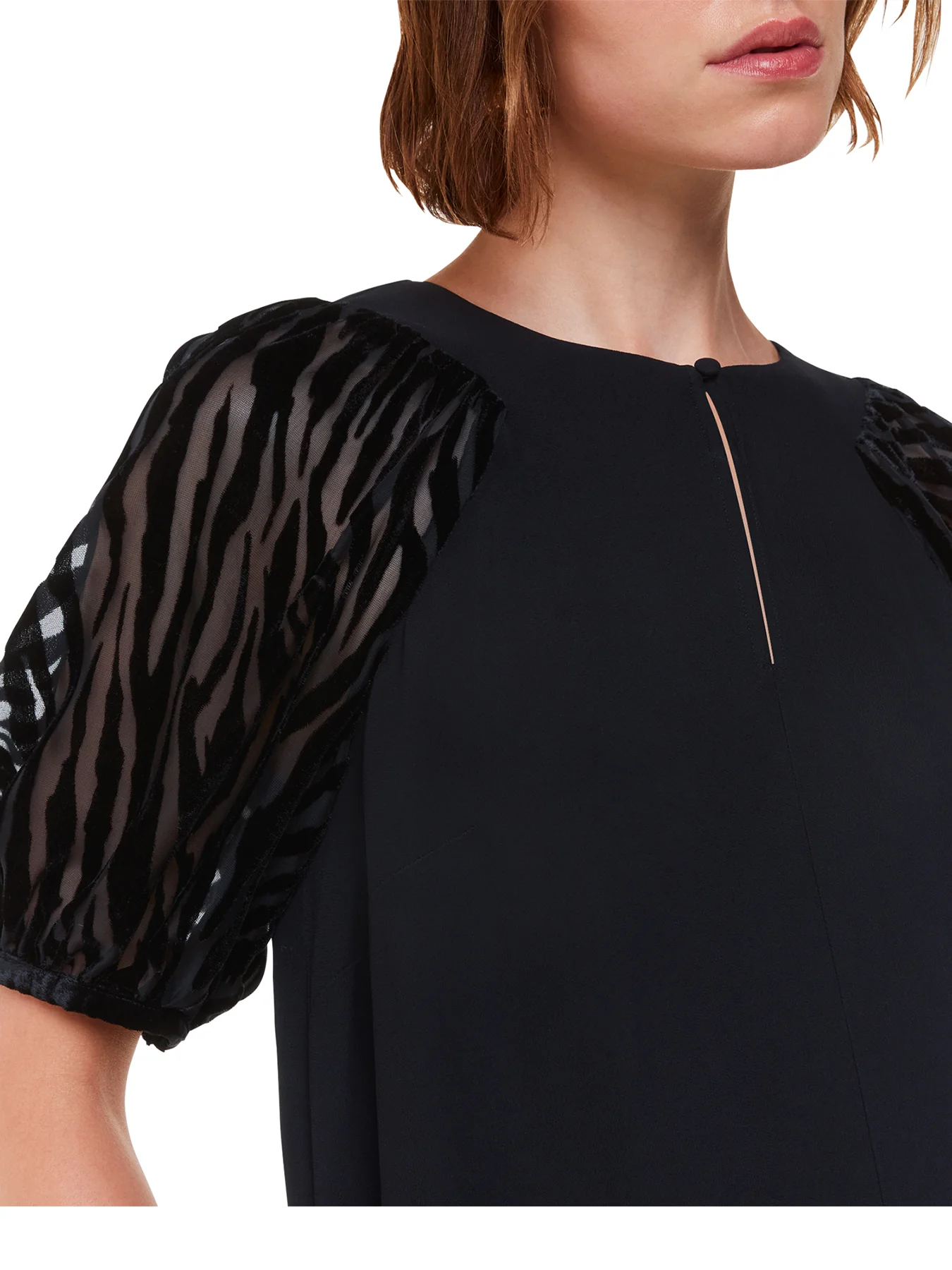 Lucy Zebra Velvet Sleeve Dress Black - Image 4