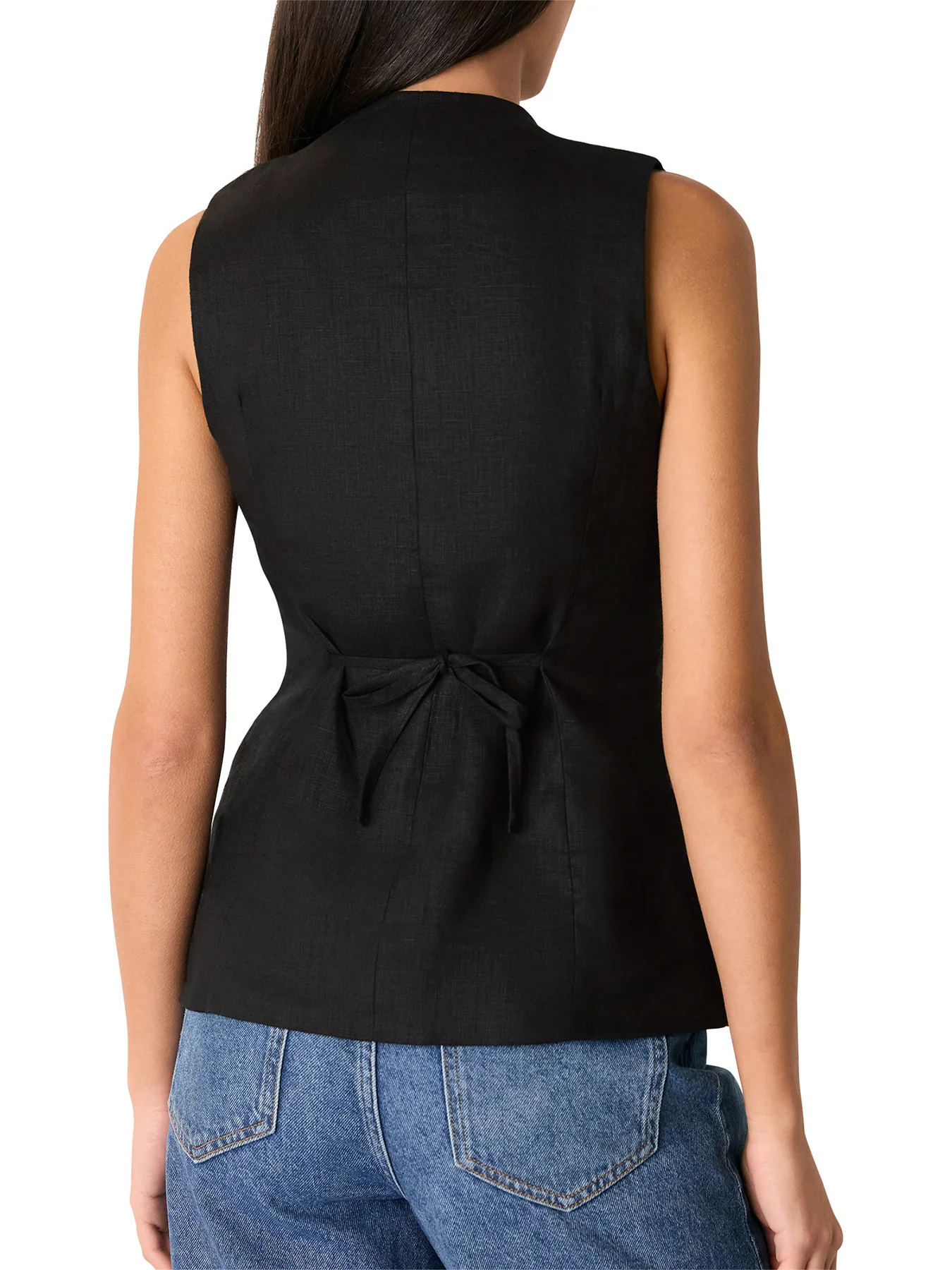 Black Molly Linen Waistcoat - Image 3