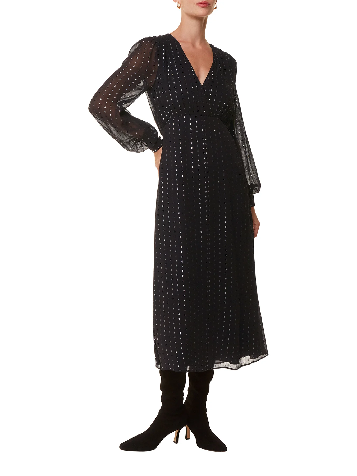 Metallic Stripe Midi Dress - Image 2