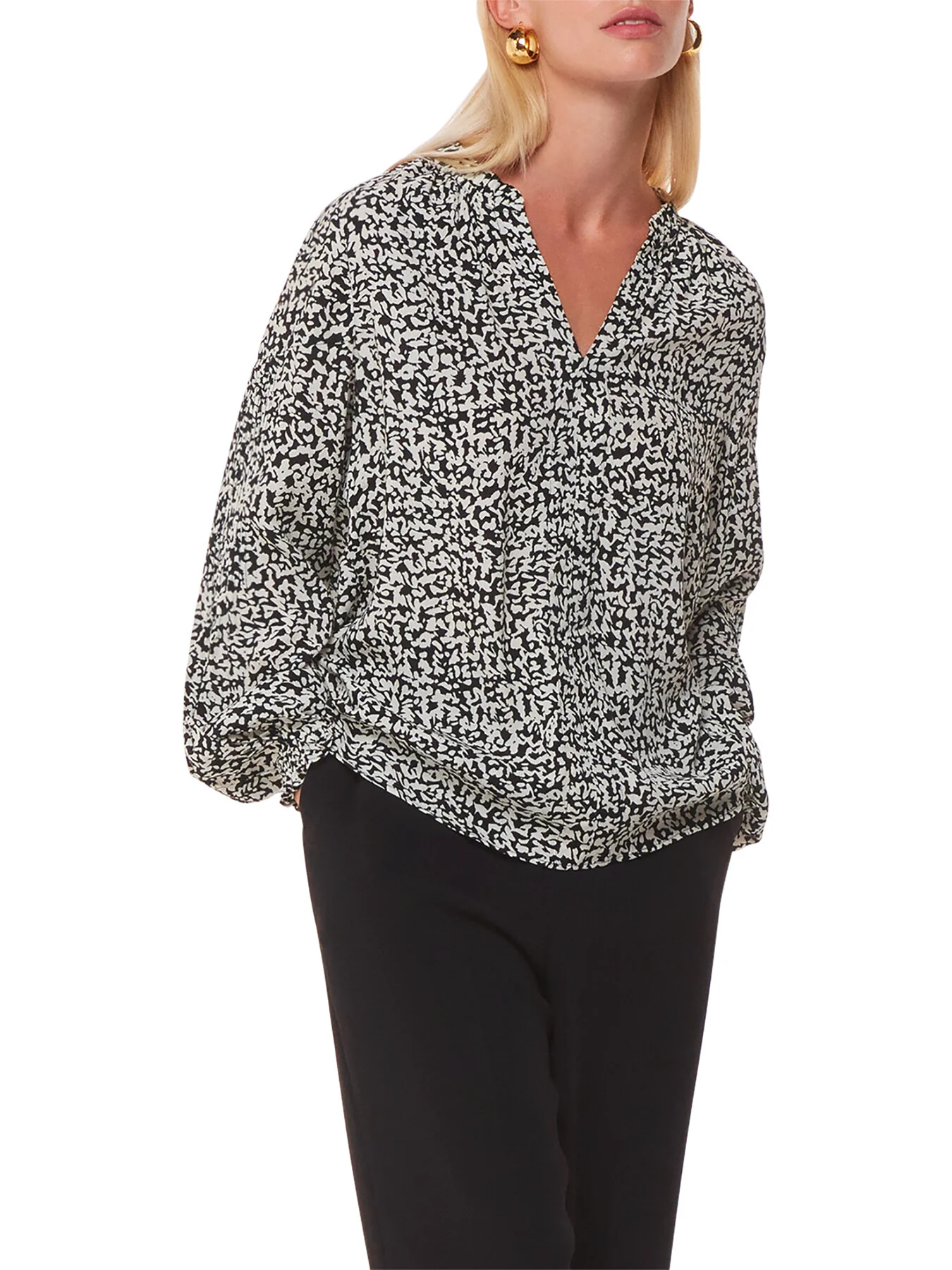 Black/Multi Scribble Print Blouse - Image 4