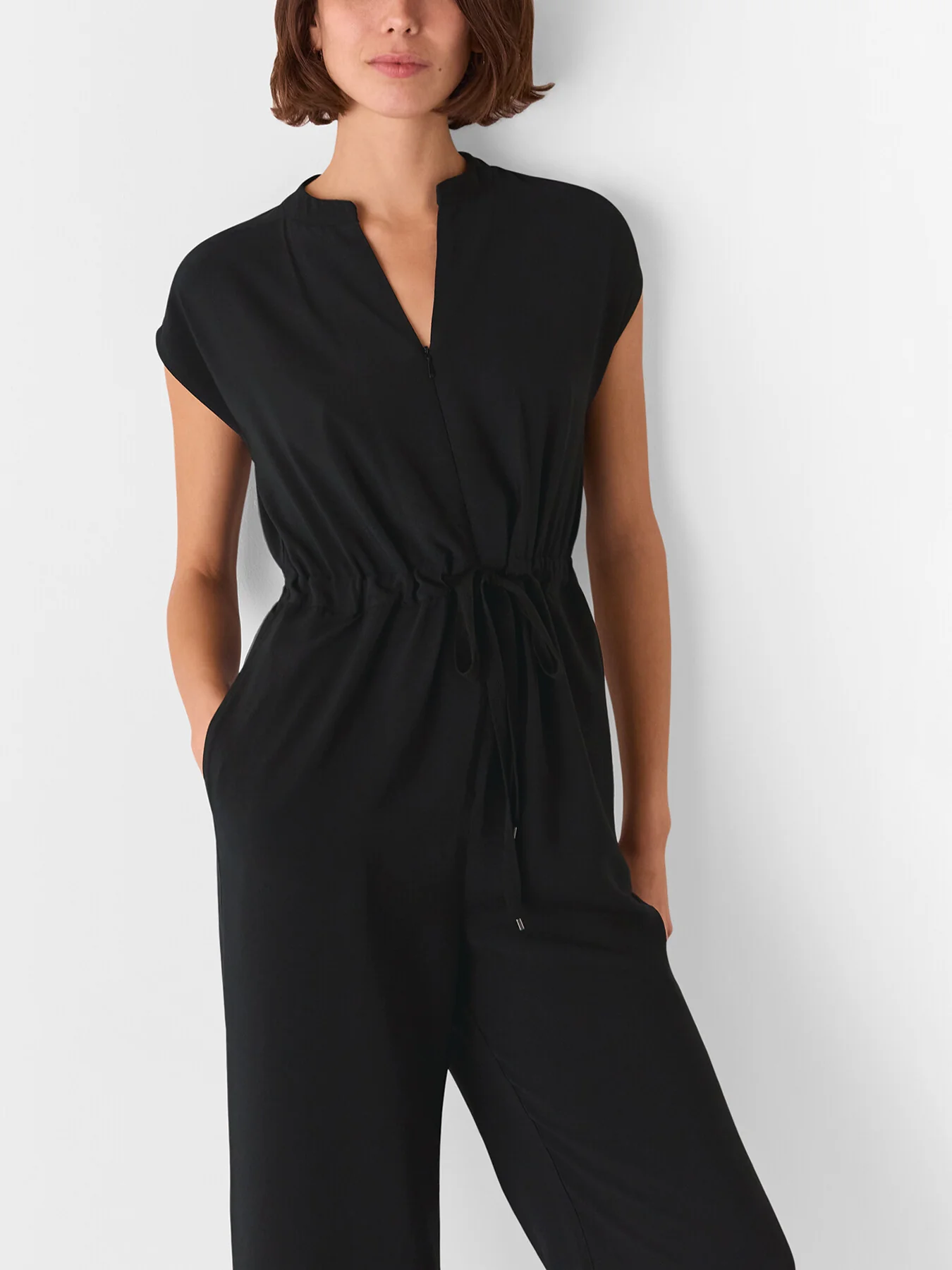 Black Sleeveless Drawstring Jumpsuit - Image 2