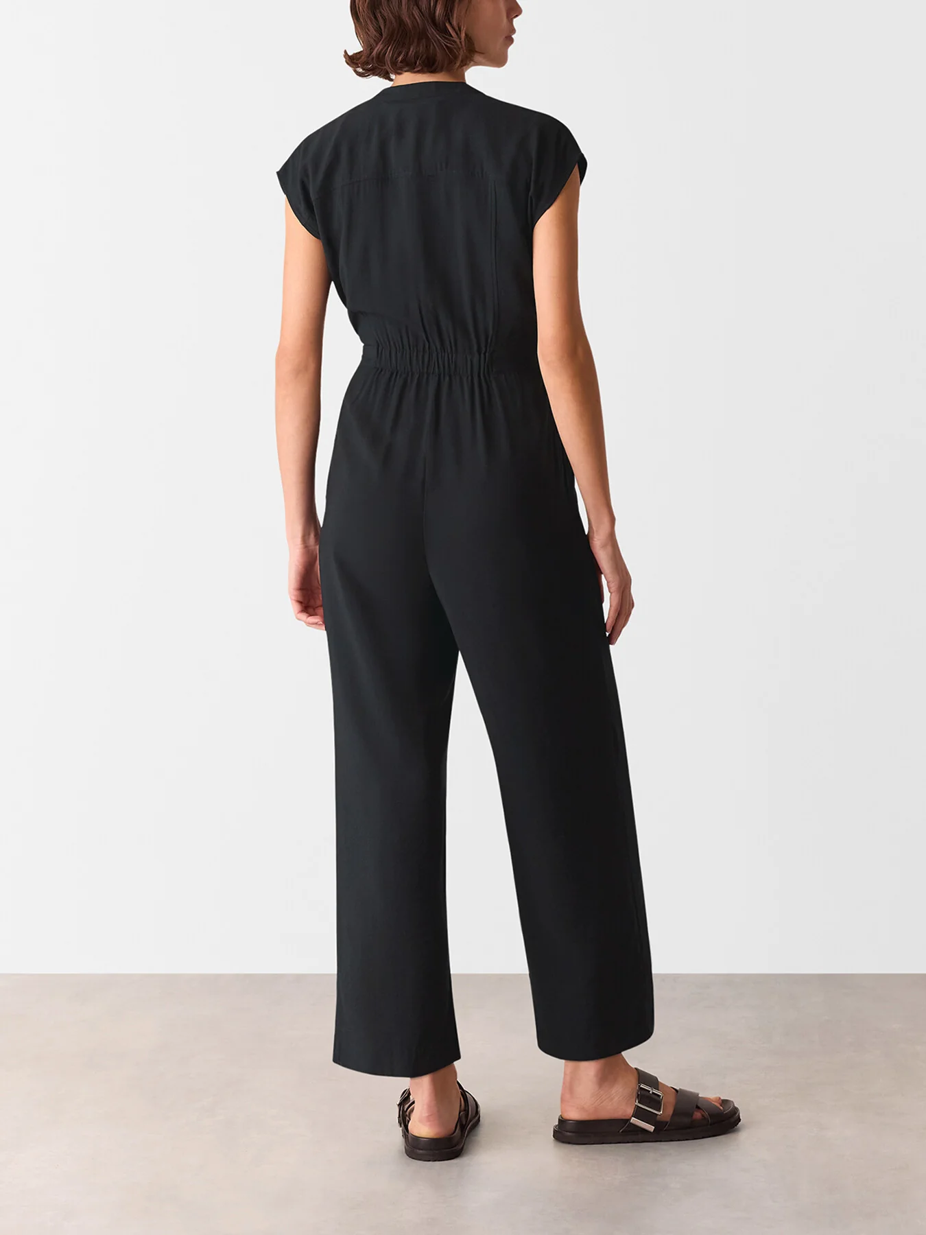 Black Sleeveless Drawstring Jumpsuit - Image 4