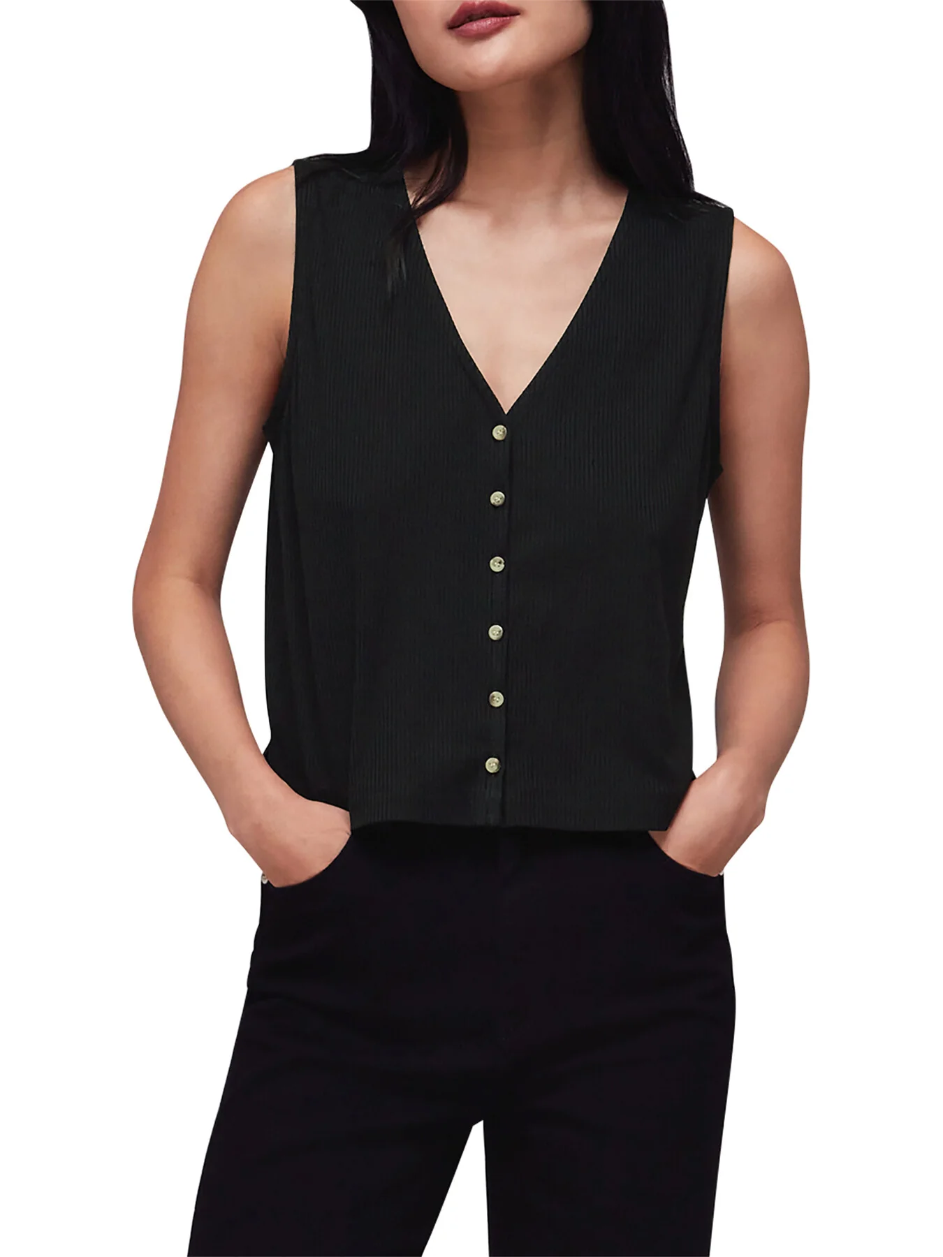 Button Front Rib Tank - Image 4
