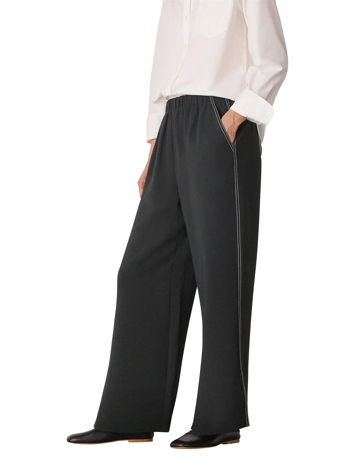 Crepe Stitch Detail Trouser - Image 2